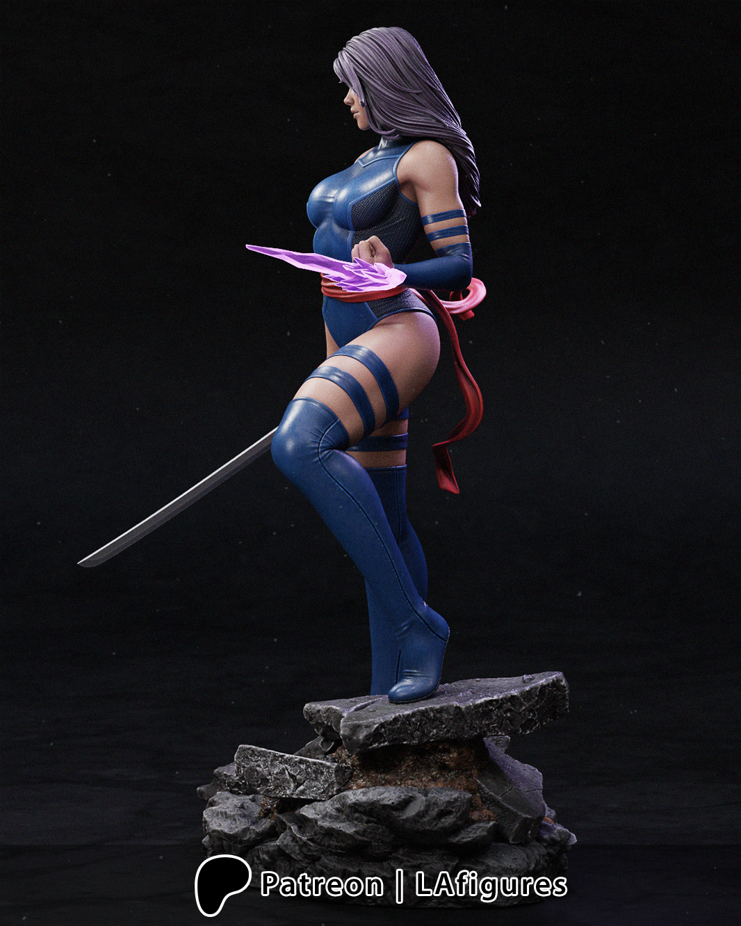 Psylocke (X-Men) Statue - Fan Art 10 or 12 scale (217 or 180mm) 3D Print