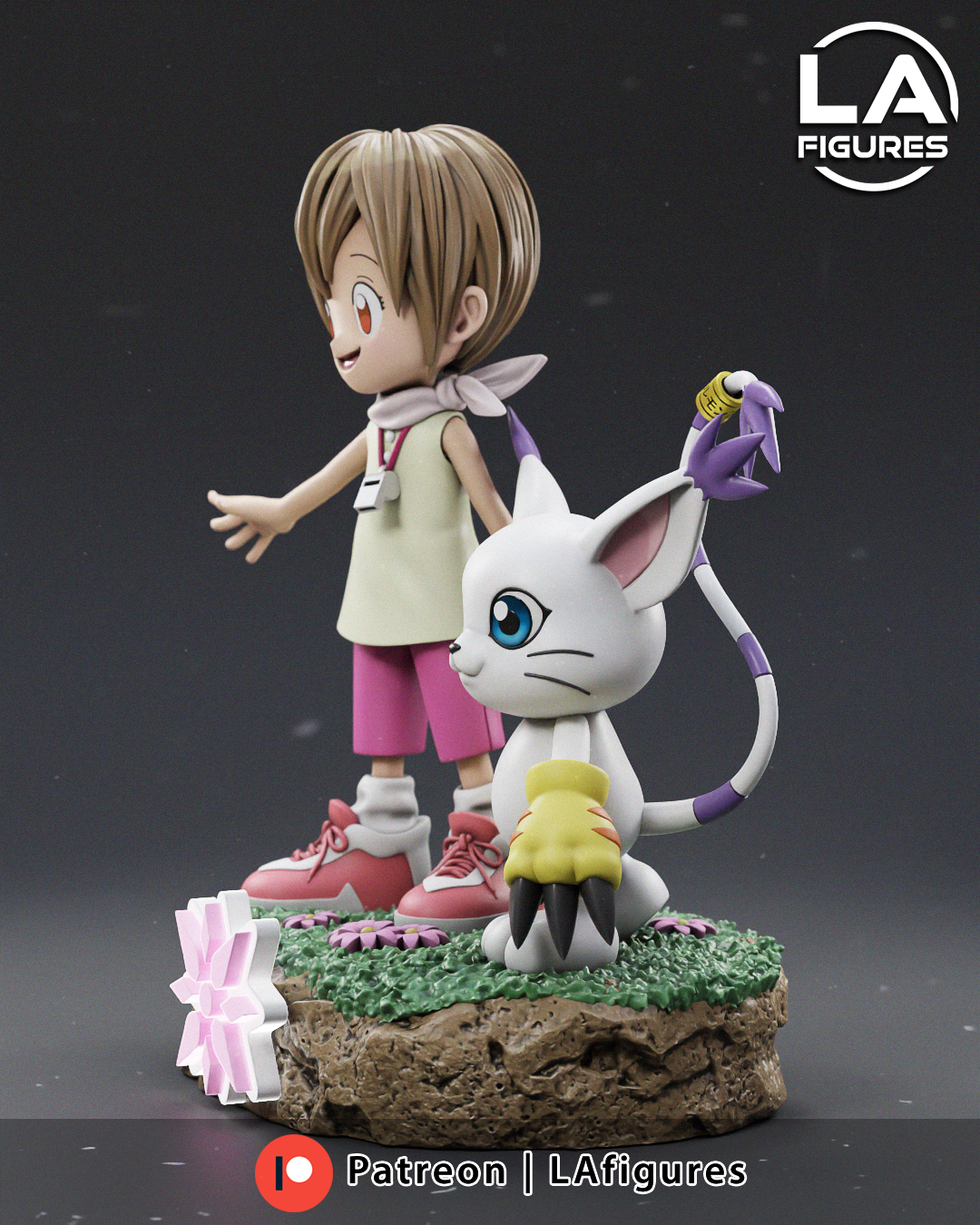 Kari and Tailmon (Digimon) Statue - 142mm - 3D Print Fan Art