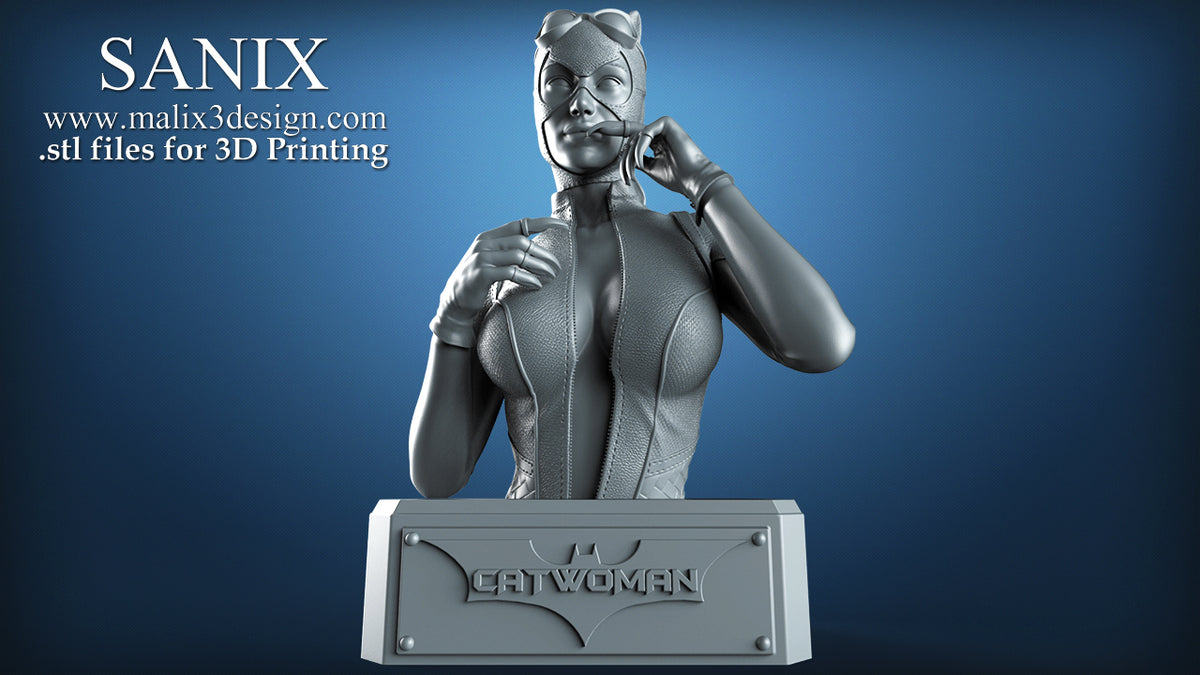 Catwoman Bust - 3D Printed Model - 223mm Height