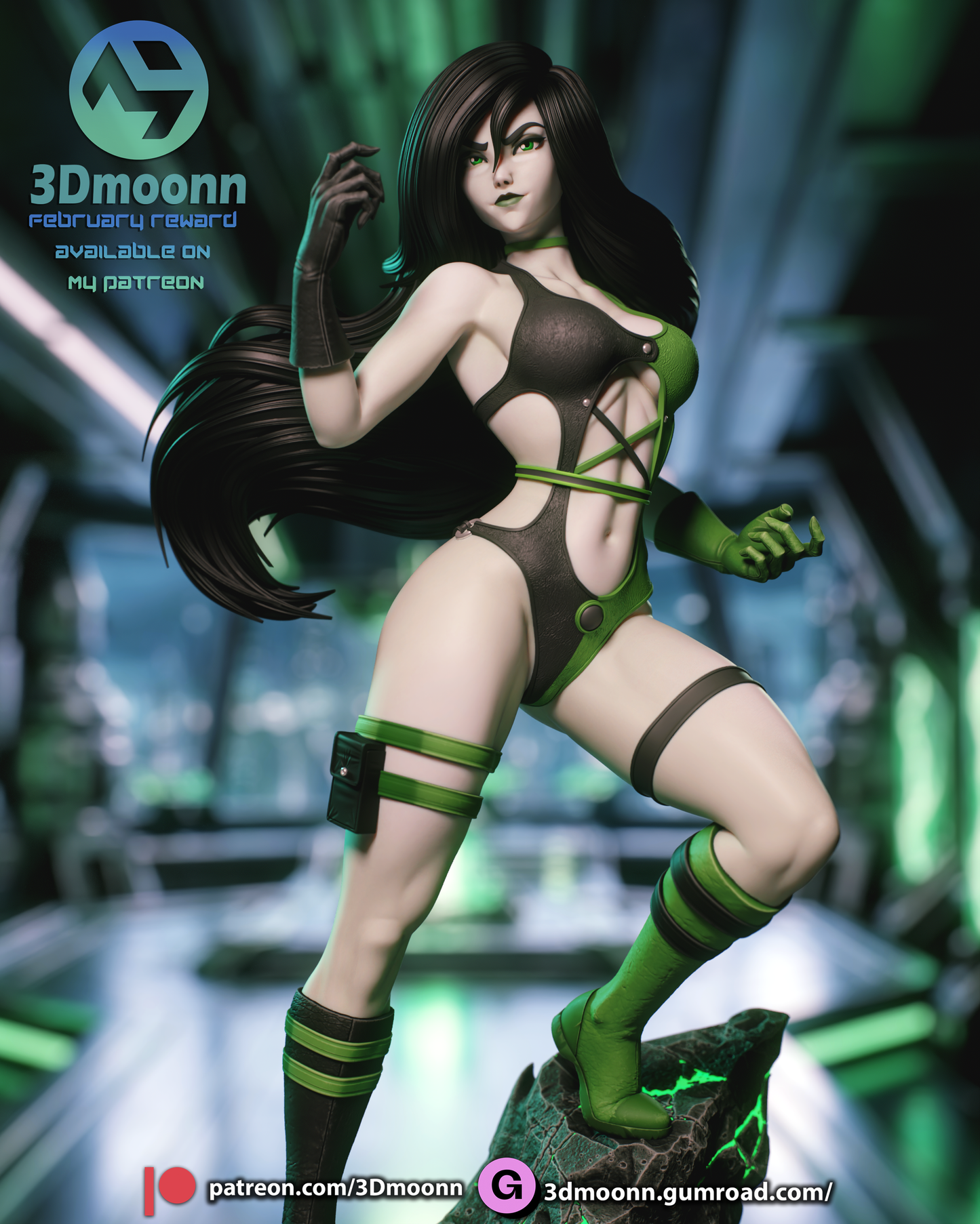 Shego (Kim Possible) - 3d Printed 1:6 model kit (Fan Art) V2