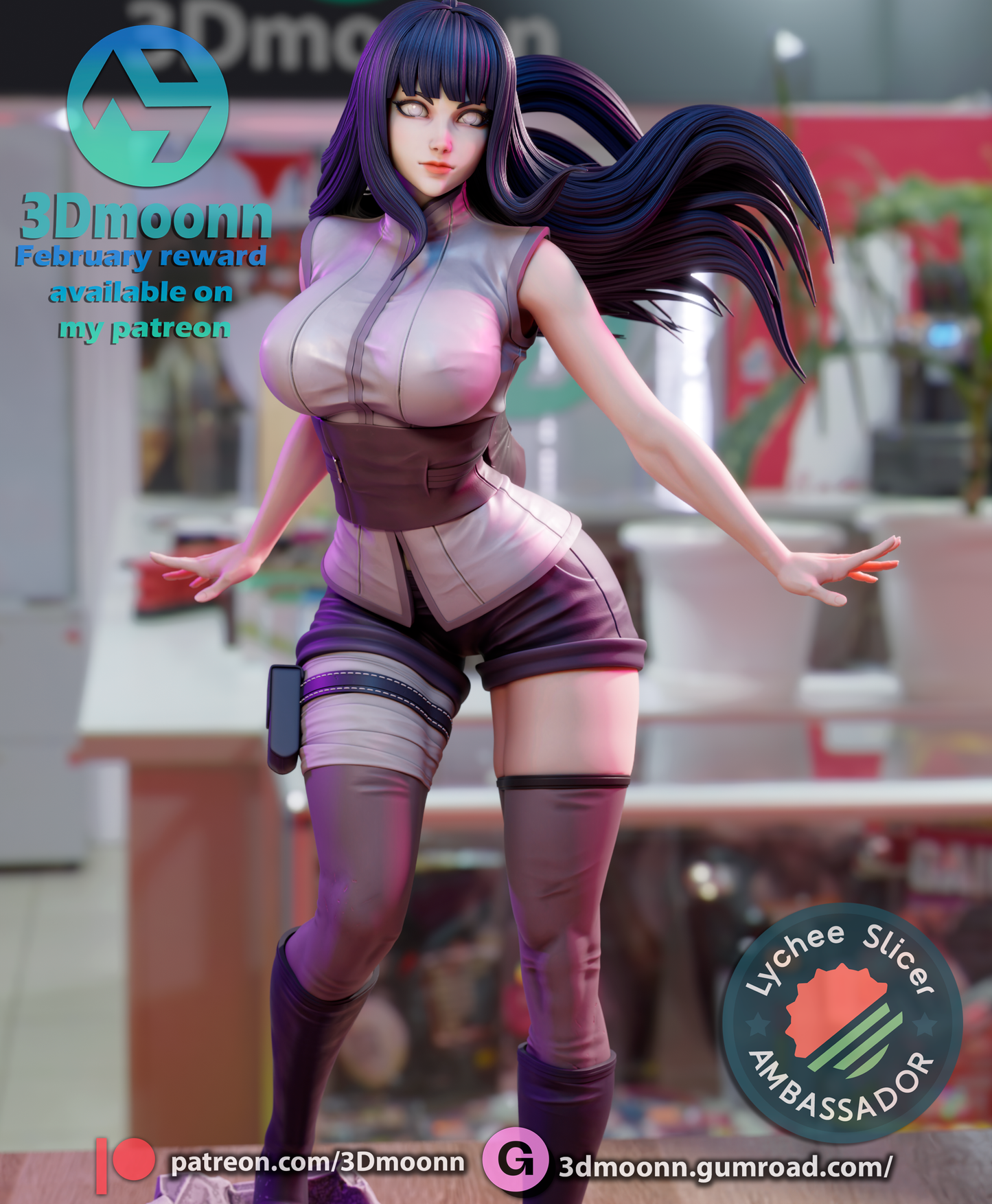 Hinata Hyuga (Naruto) - 3d Printed 1:6 model kit (Fan Art)