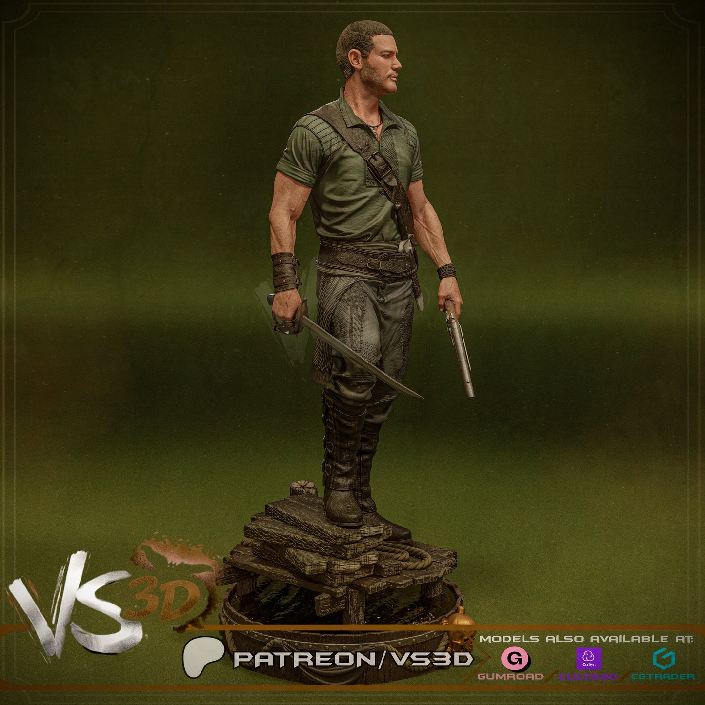 Billy Bones - Black Sails - 3D printed Statue Model Kit