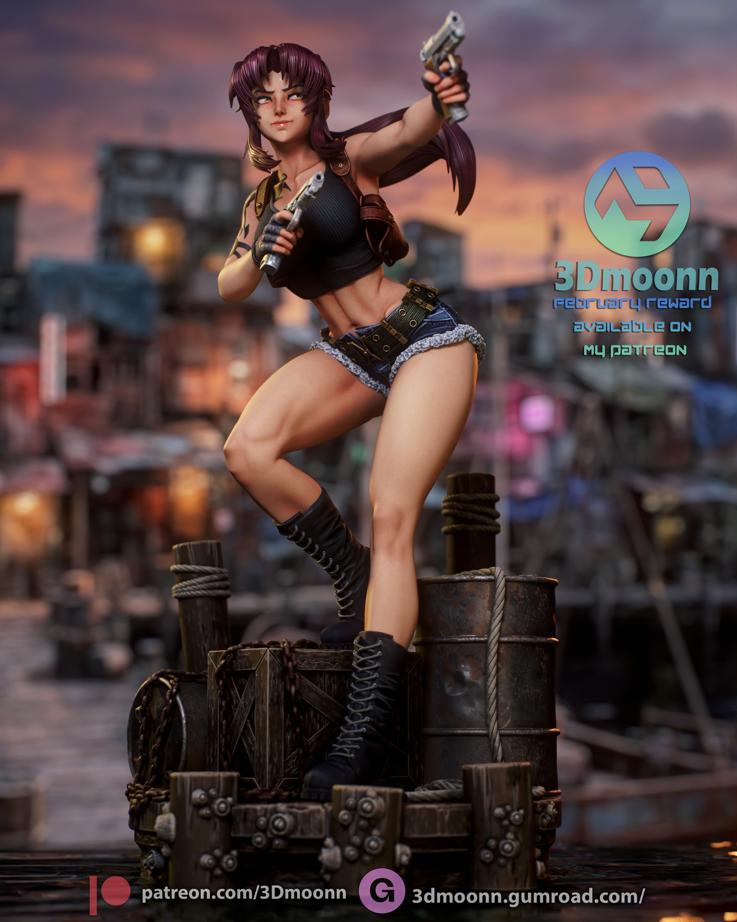 Revy (Black Lagoon) - 3d Printed 1:6 model kit (Fan Art)