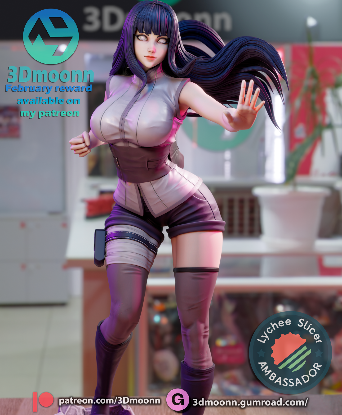 Hinata Hyuga (Naruto) - 3d Printed 1:6 model kit (Fan Art)