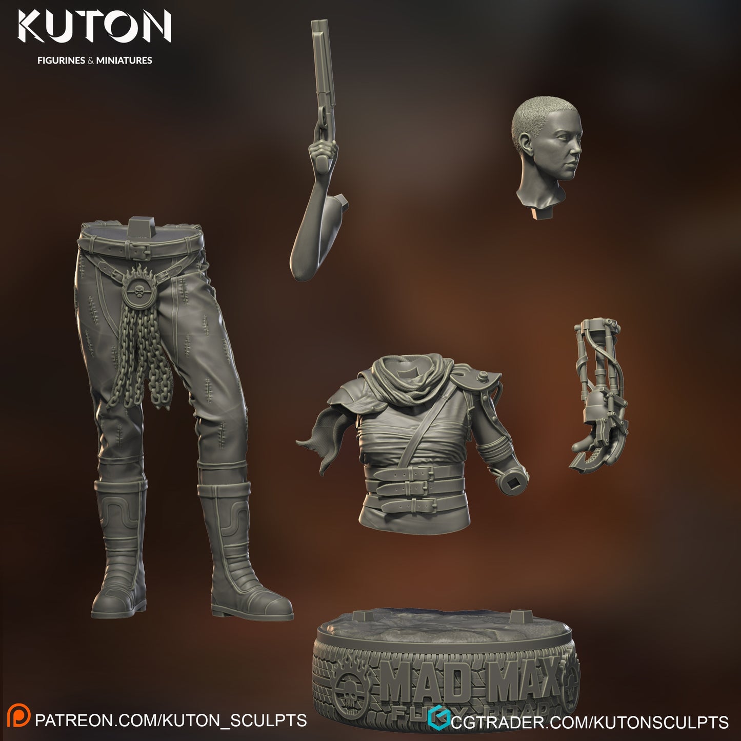 Furiosa (Mad Max) 3D Printed model 10th scale - 233mm - Fan Art
