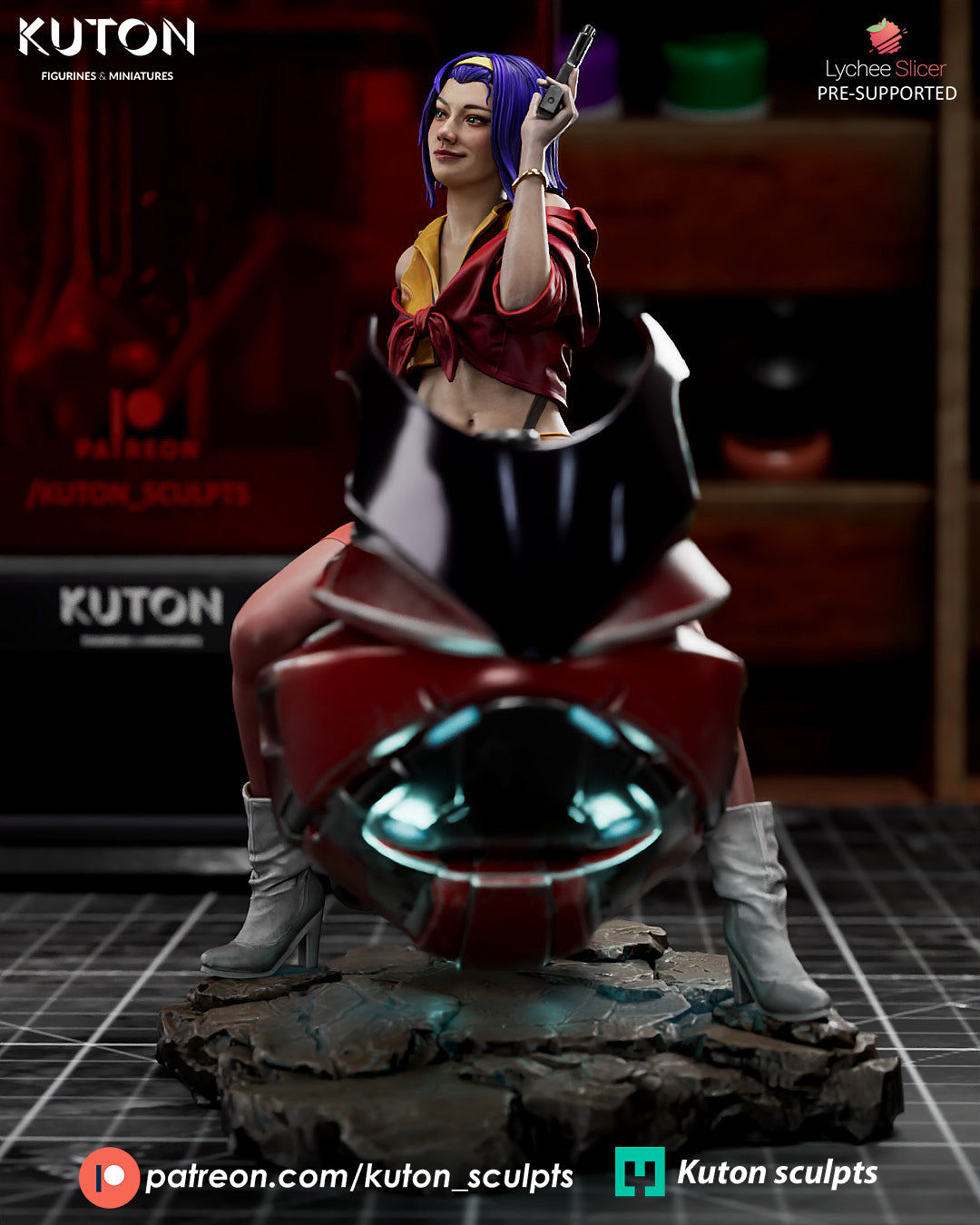 Faye Valentine 3D Printed Statue 1:10 Scale &  Miniature