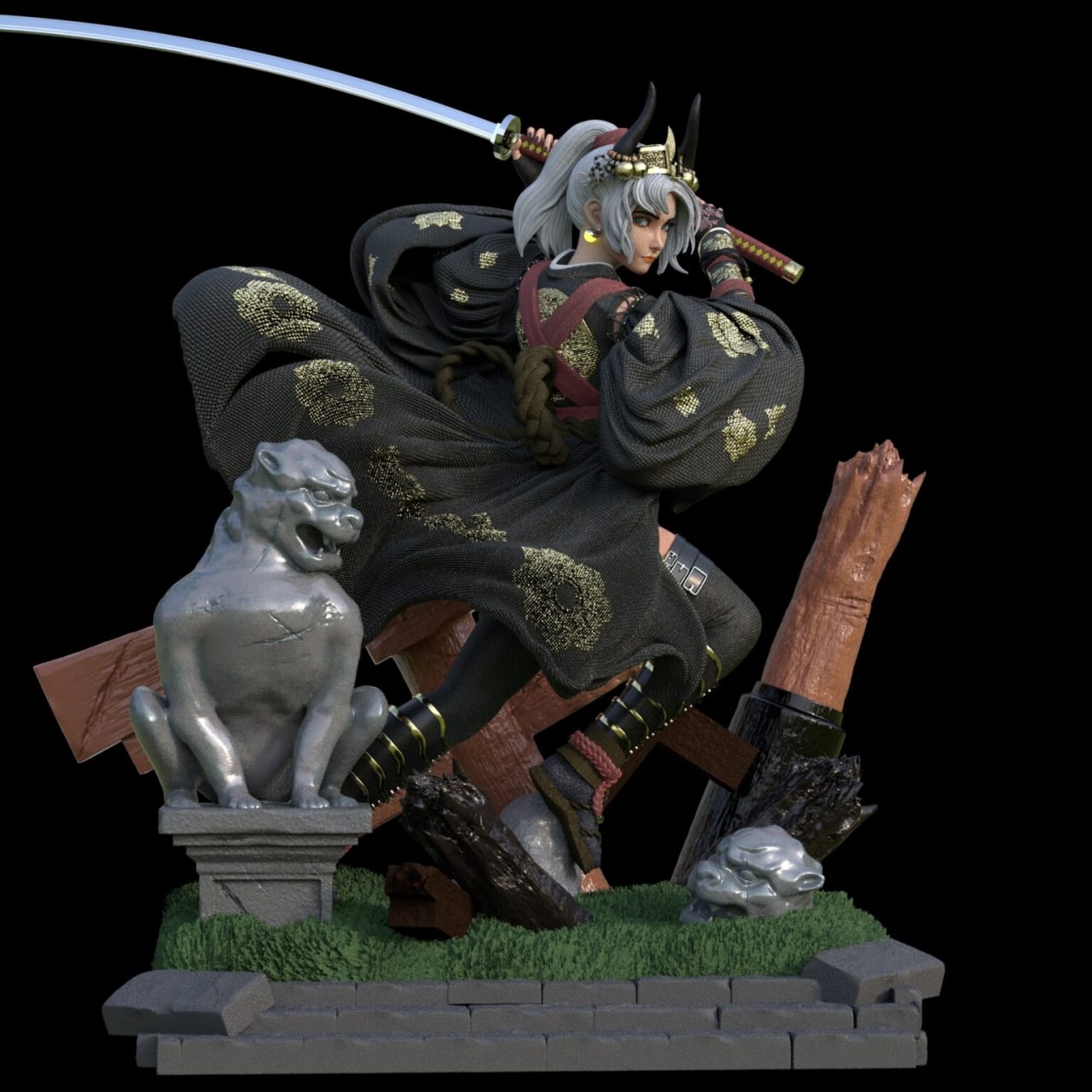 Japanese Warrior 3D Print - Unpainted and Unassembled