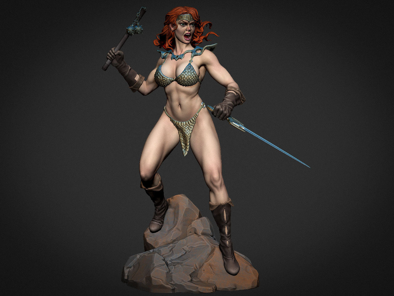 Red Sonja - 3D printed statue model kit - 270mm
