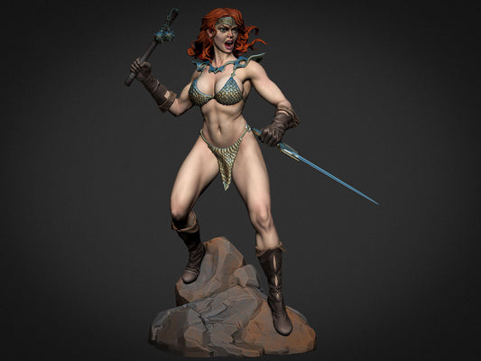 Red Sonja - 3D printed statue model kit - 270mm
