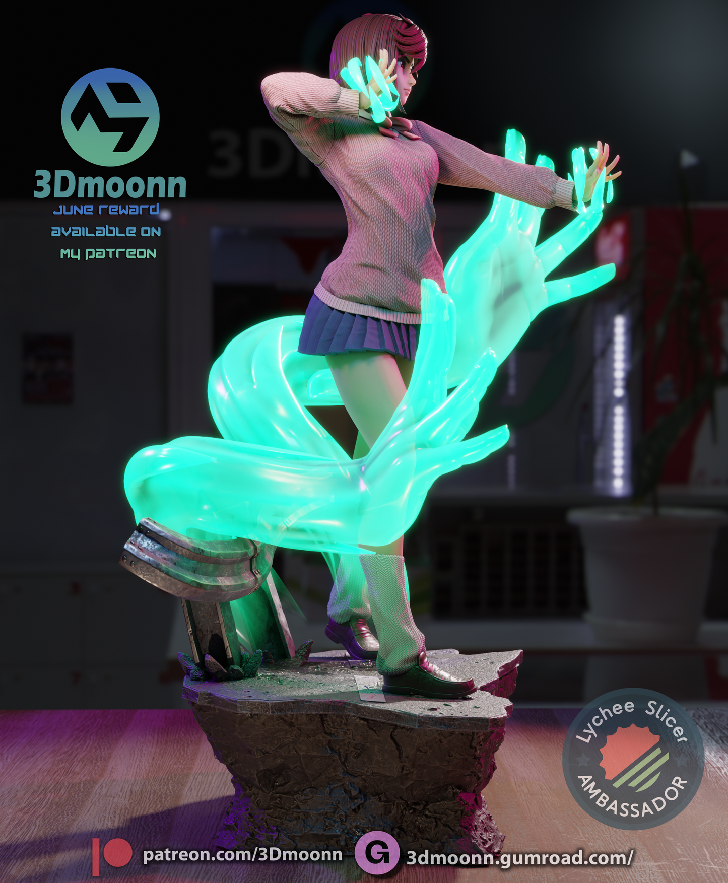 Momo Ayase (Dandadan) - 3d Printed 1:6 model kit (Fan Art)