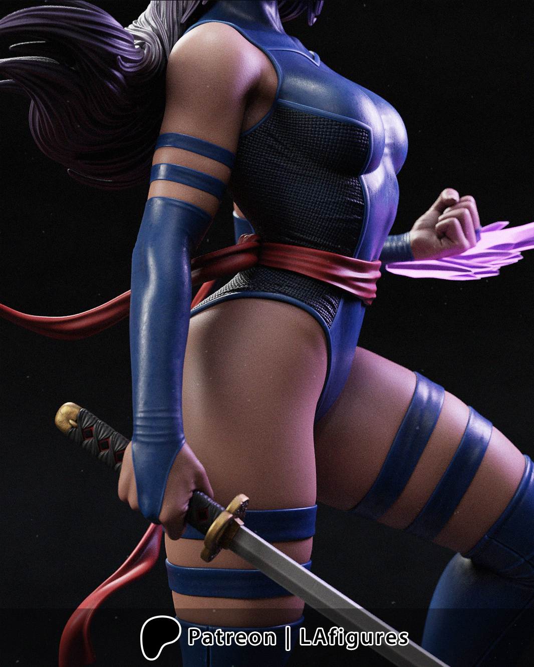 Psylocke (X-Men) Statue - Fan Art 10 or 12 scale (217 or 180mm) 3D Print