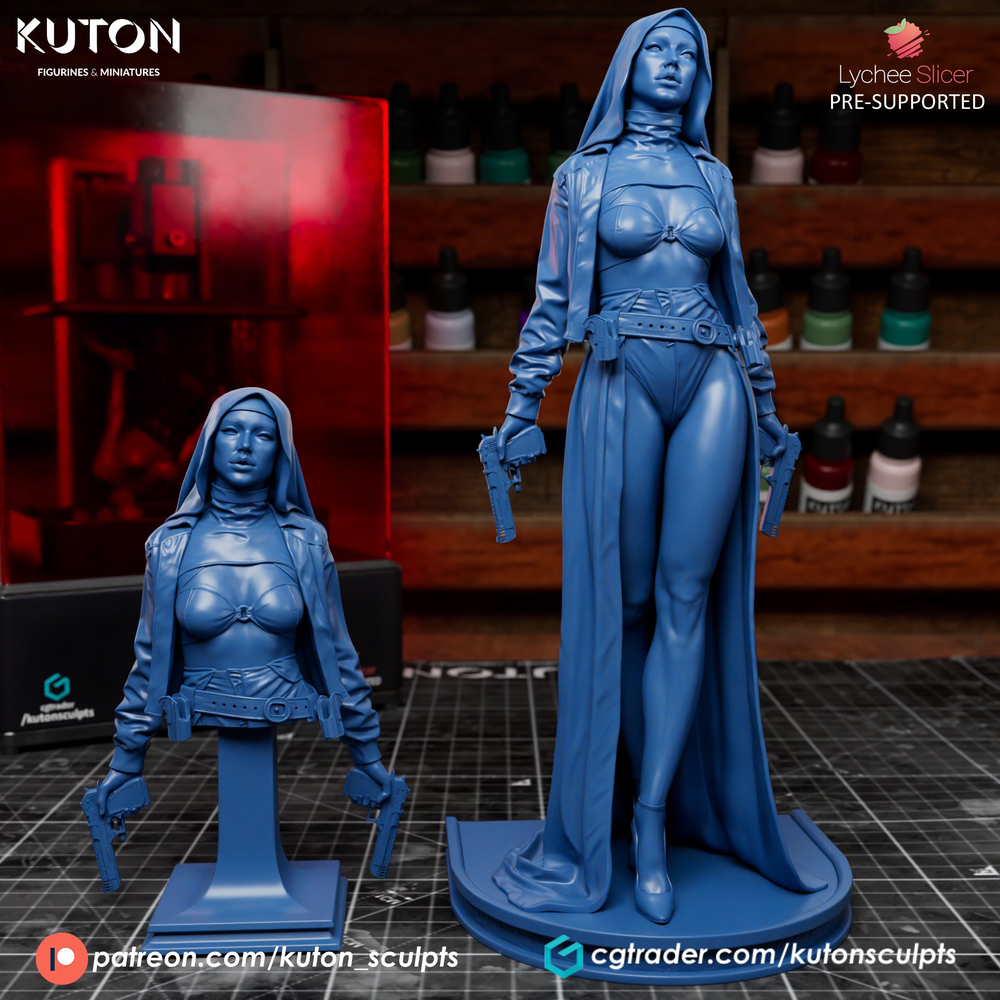 Warrior Nun - 3D Printed model kit - 1/9 scale