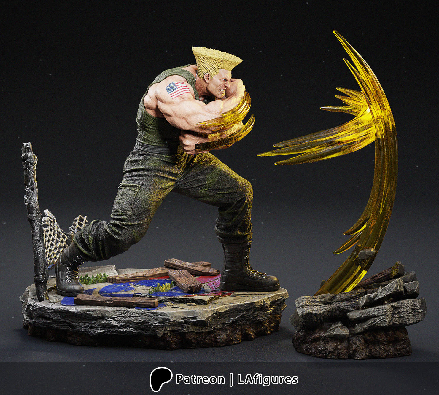 Guile (Street Fighter) Statue - Fan Art 10 scale 3D Print Kit