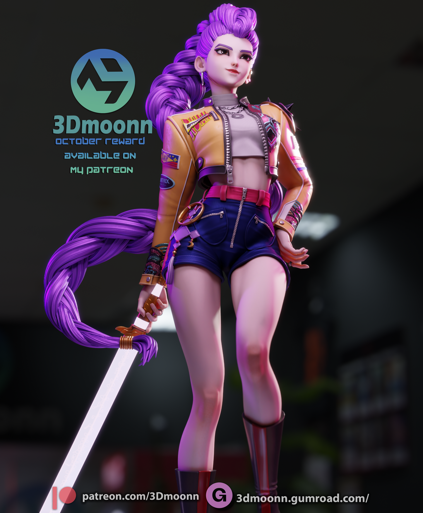 Rumi (K-Pop Demon Hunters) - 3d Printed 1:6 model kit (Fan Art)