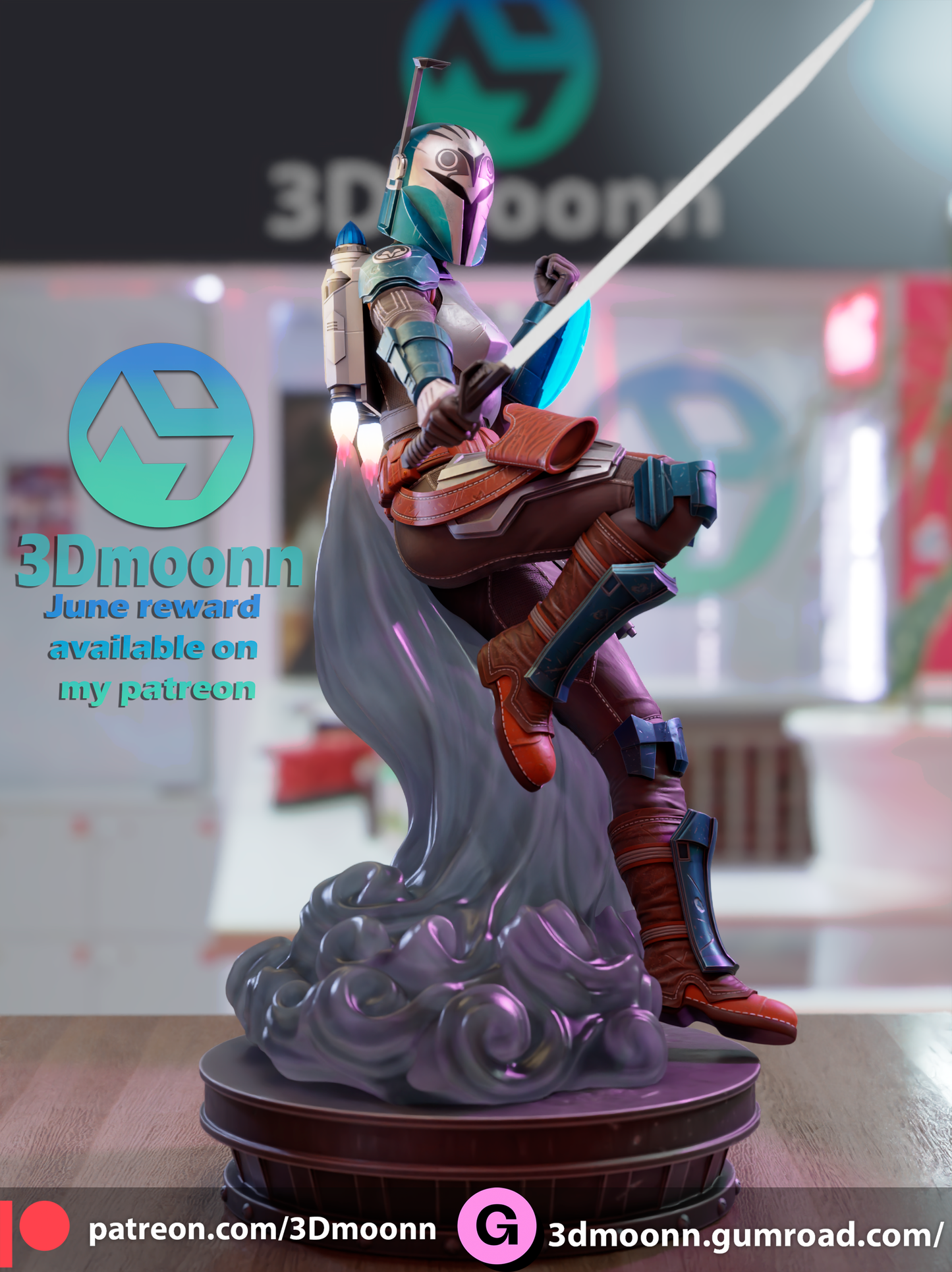 Bo Katan 3D Printed Model Kit Statue - Unpainted and Unassembled