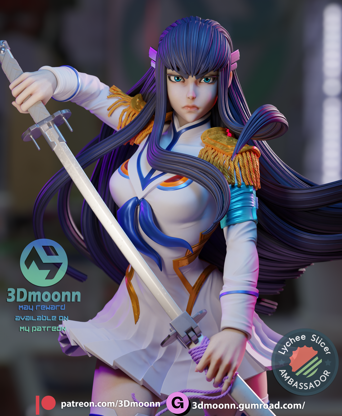Satsuki Kiryuin (Kill la Kill) - 3d Printed 1:6 model kit (Fan Art)
