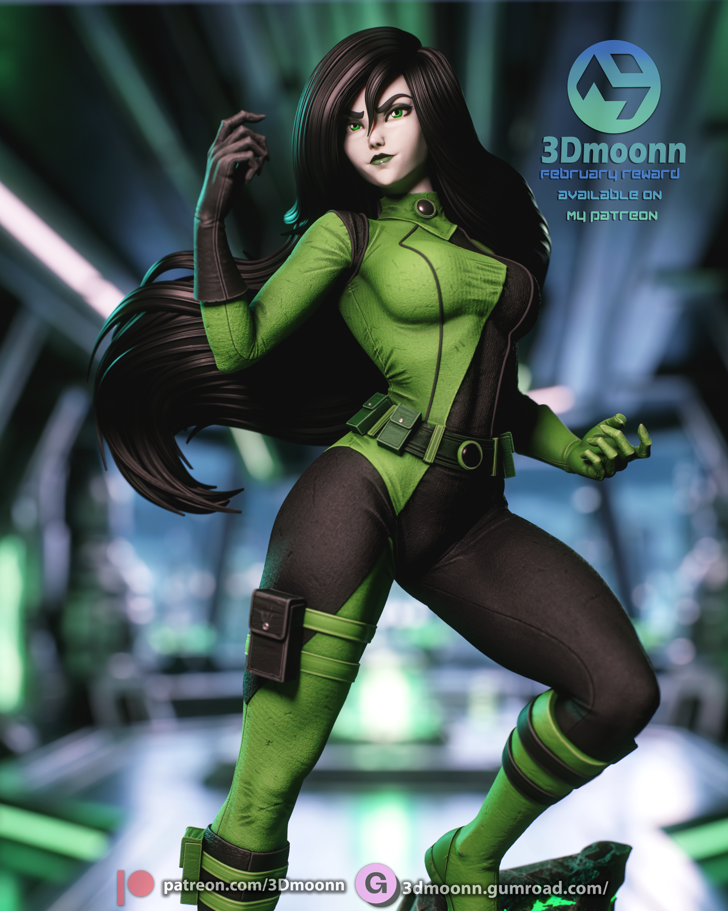 Shego (Kim Possible) - 3d Printed 1:6 model kit (Fan Art)