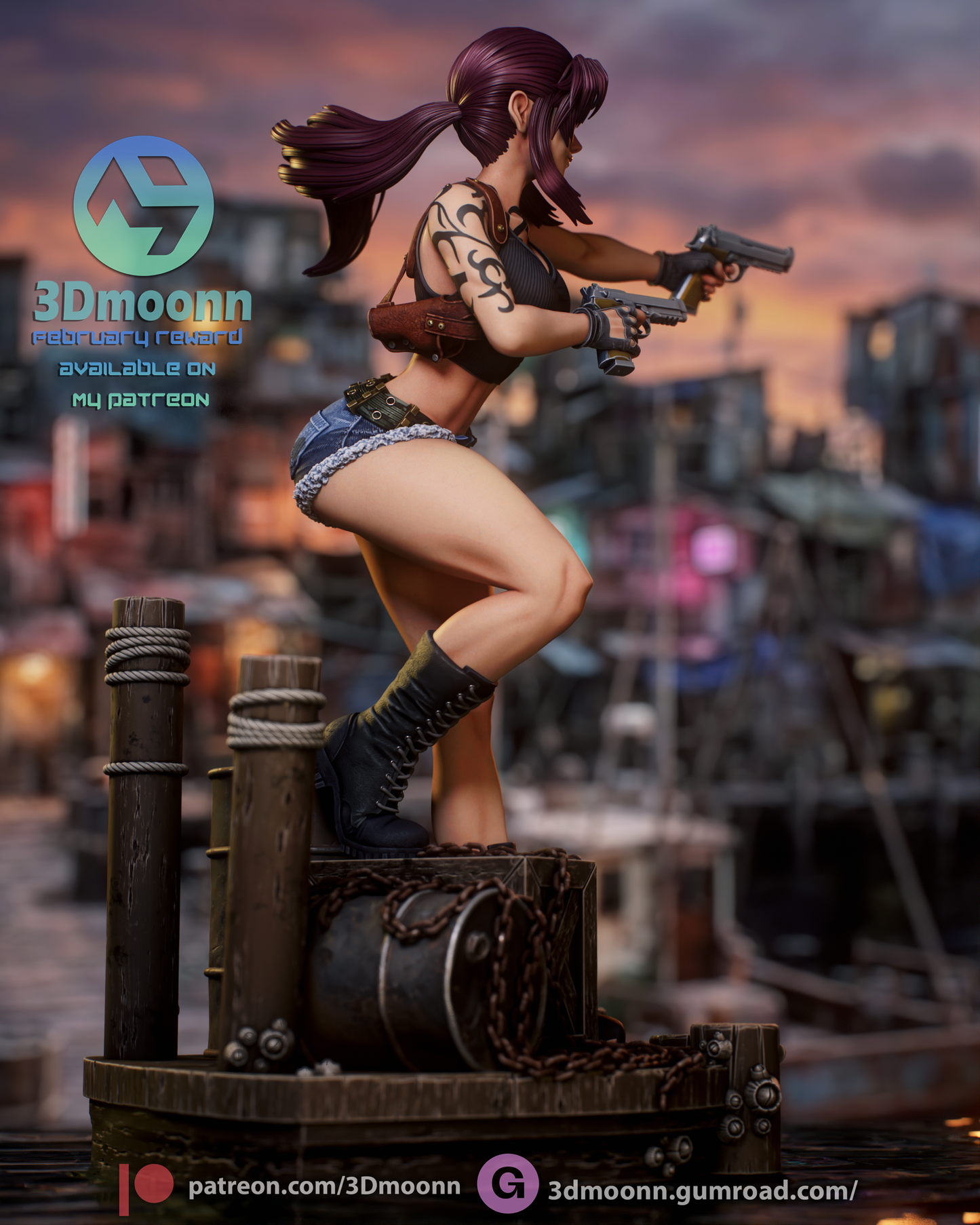 Revy (Black Lagoon) - 3d Printed 1:6 model kit (Fan Art)