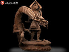 Mulan with Dragon (Fan Art) Sculpture - 266mm / 180mm- High Quality 3D Print