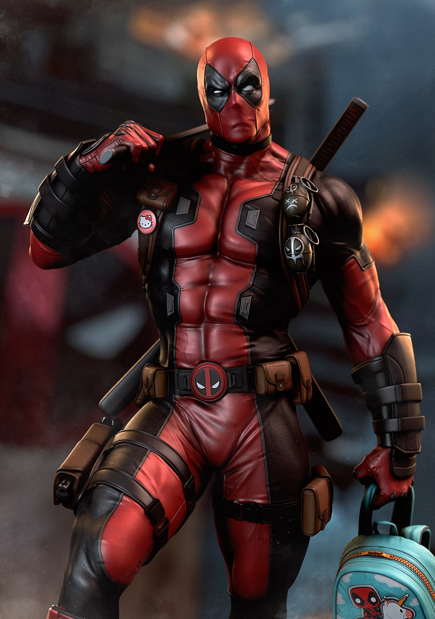 Deadpool - 3D Printed Statue Sculpture - 9 & 6 Scale