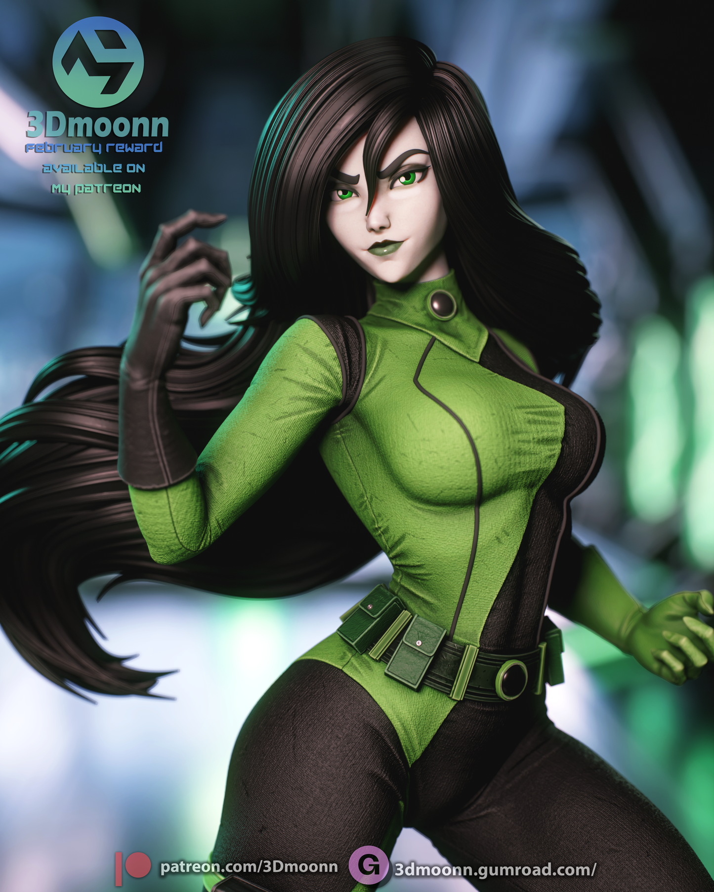 Shego (Kim Possible) - 3d Printed 1:6 model kit (Fan Art)