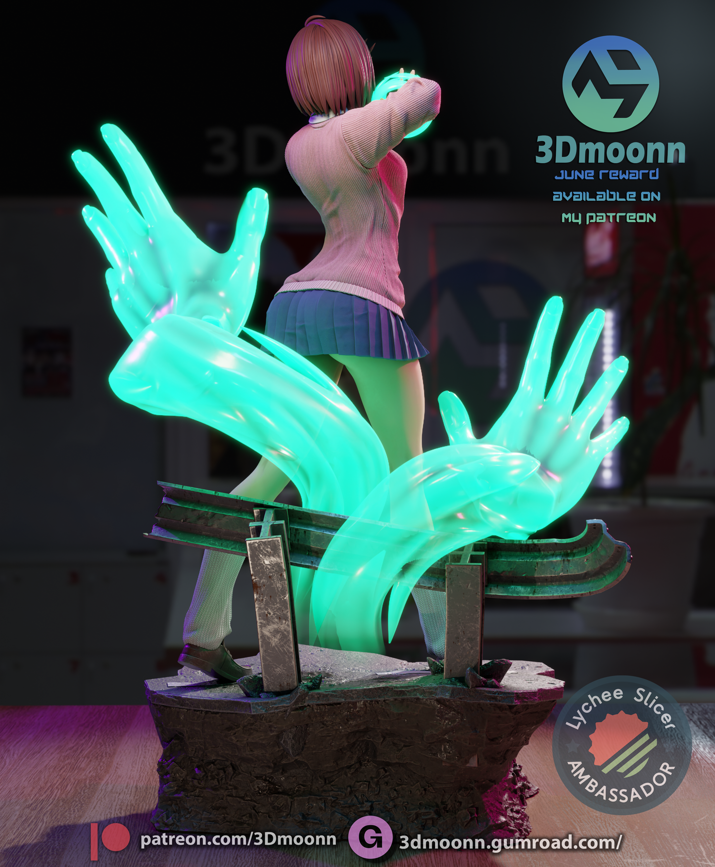 Momo Ayase (Dandadan) - 3d Printed 1:6 model kit (Fan Art)