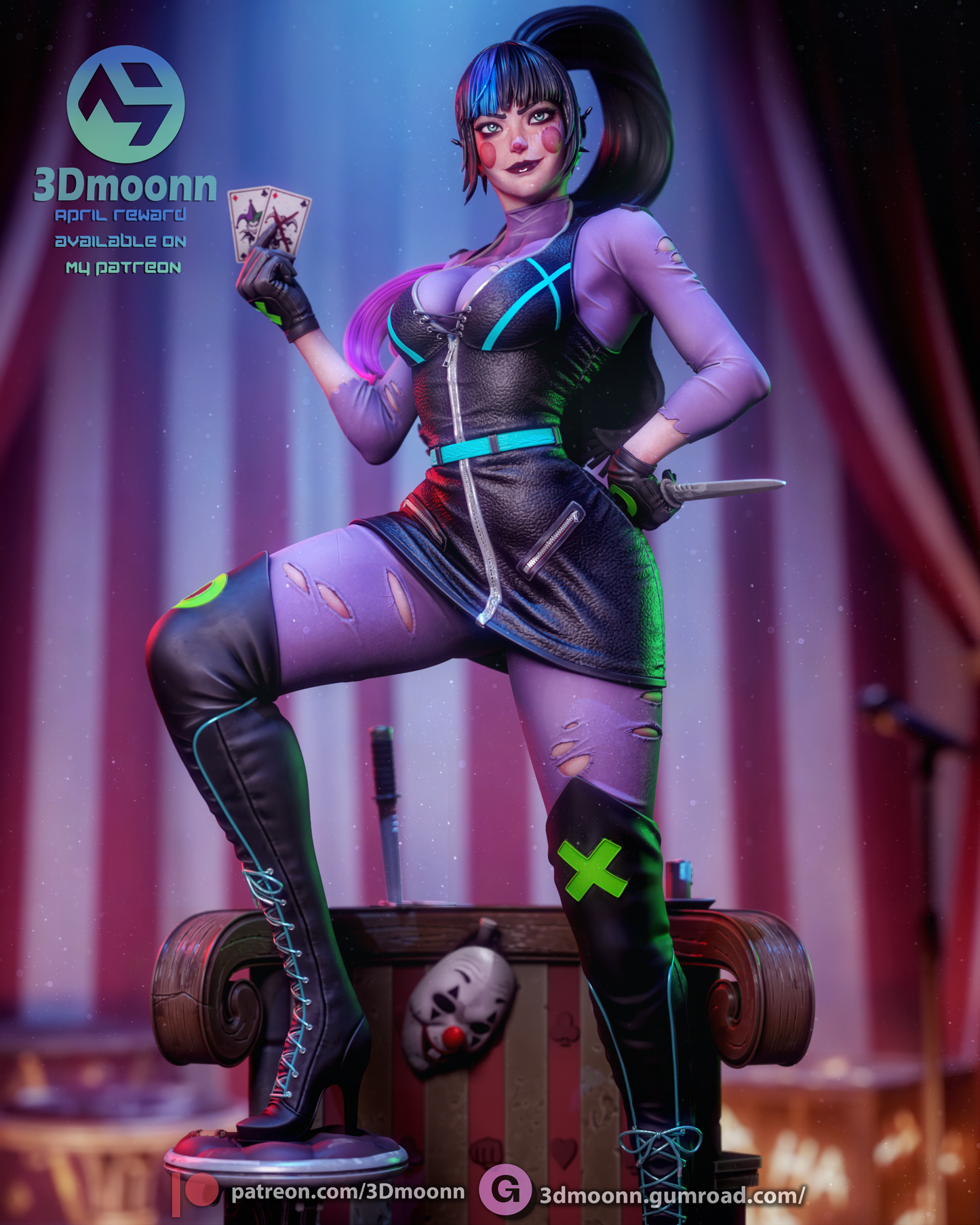 Punchline (DC) - 3d Printed model kit (Fan Art)