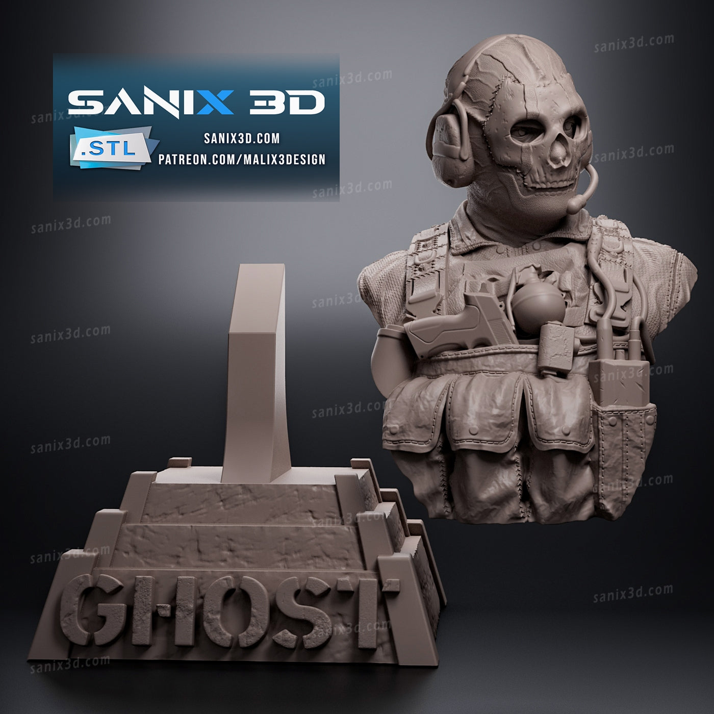 Ghost (Call of Duty) COD Bust - 3D Resin Printed - 10th scale Bust- Fan Art