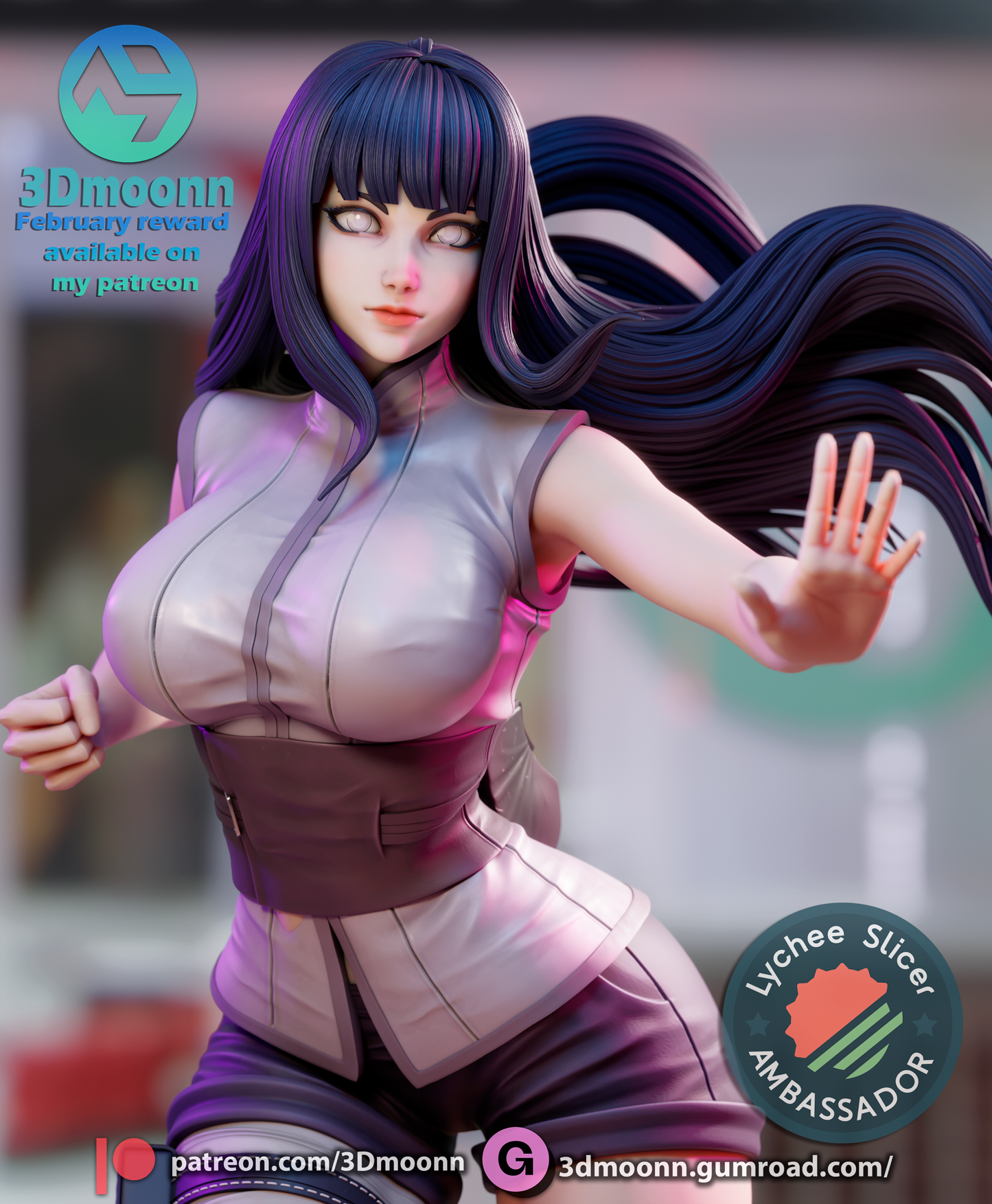 Hinata Hyuga (Naruto) - 3d Printed 1:6 model kit (Fan Art)