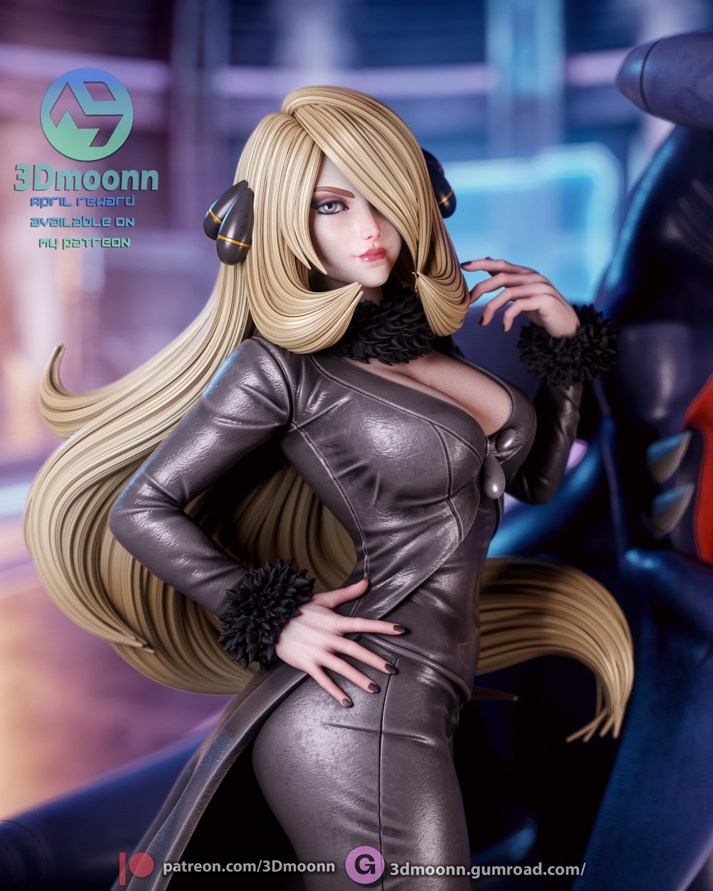 Cynthia and Garchomp (Pokémon) -3d Printed model kit (Fan Art)