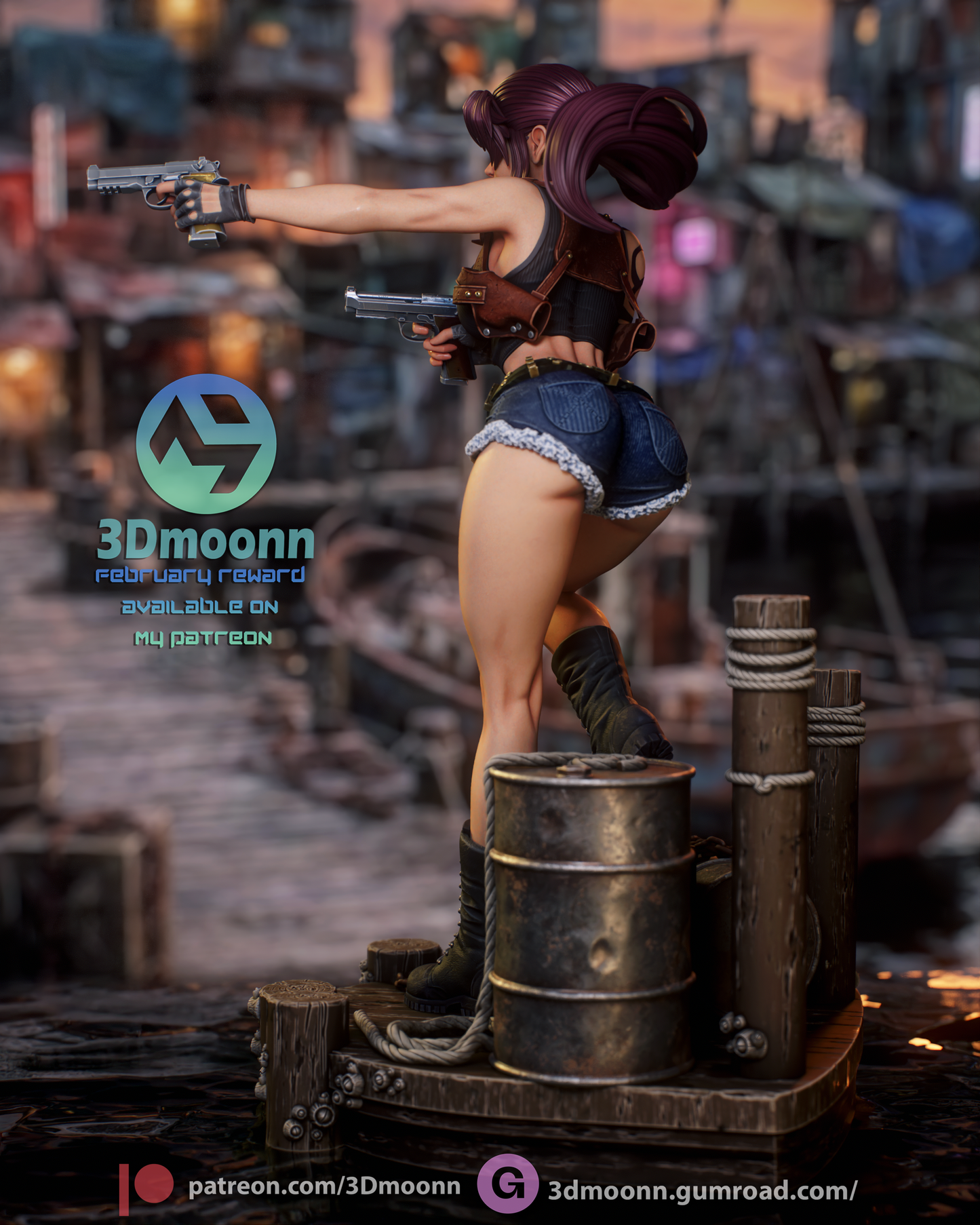Revy (Black Lagoon) - 3d Printed 1:6 model kit (Fan Art)