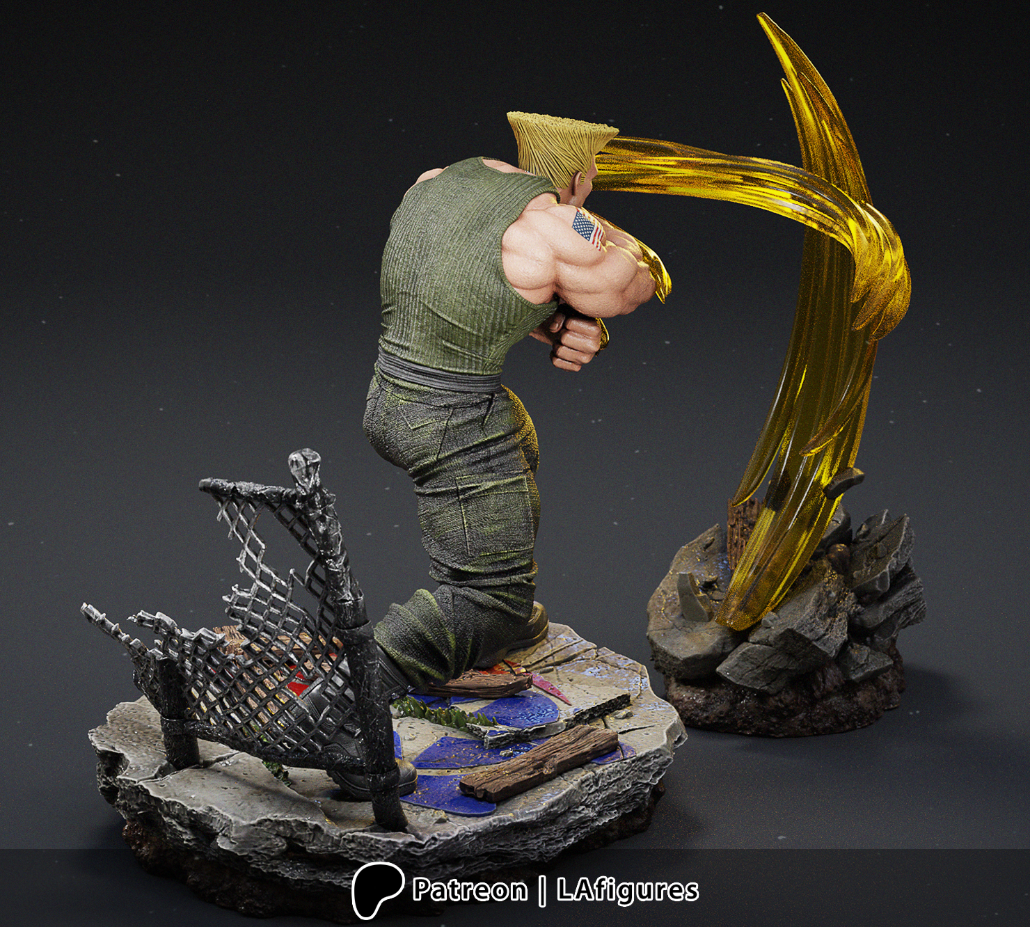 Guile (Street Fighter) Statue - Fan Art 10 scale 3D Print Kit