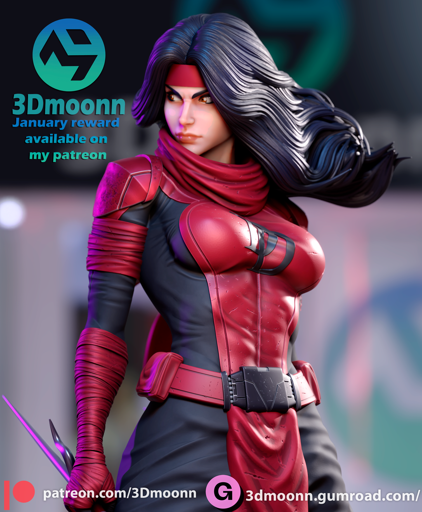 Elektra-3D printed Statue Model Kit - Unpainted and Unassembled
