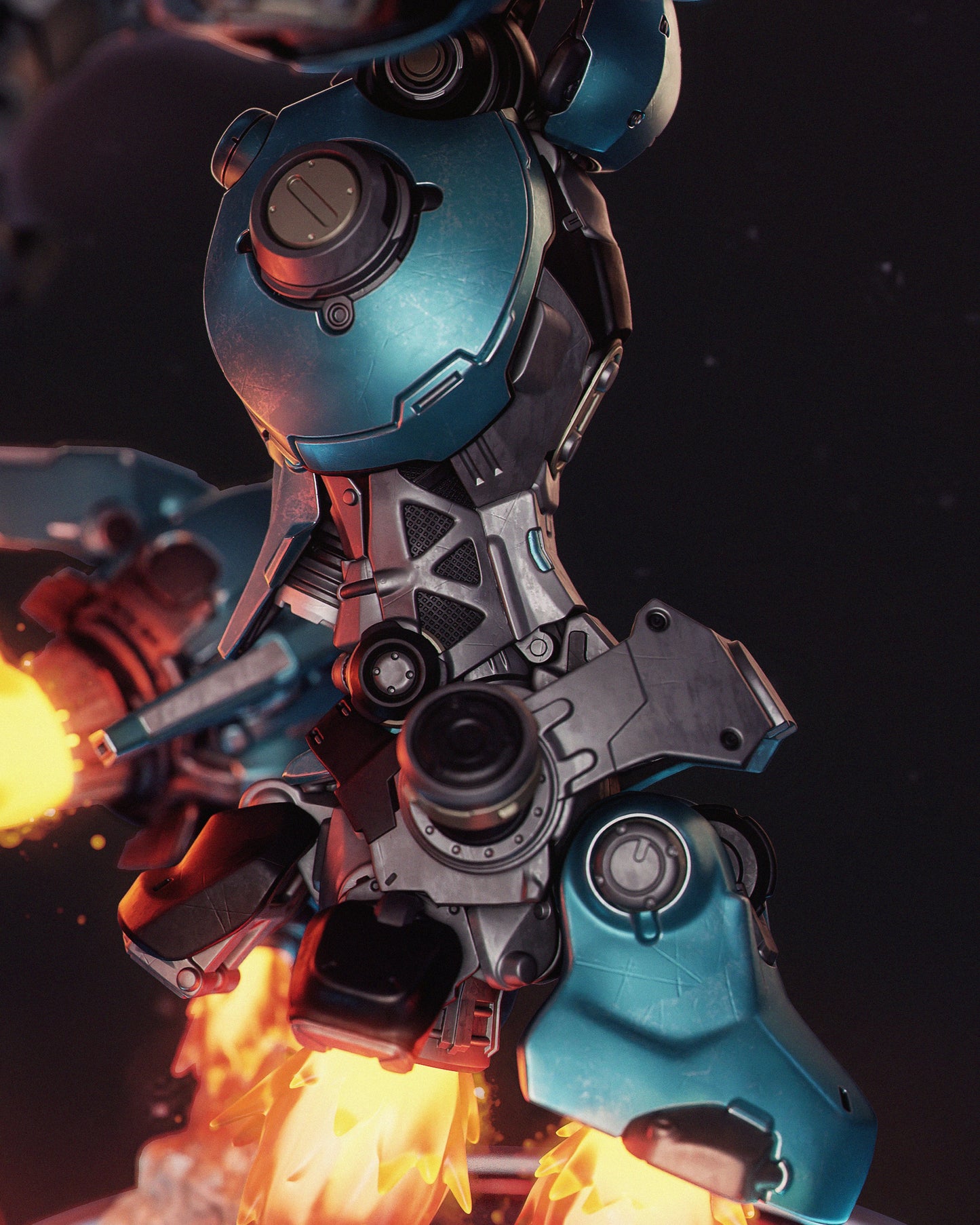 Nillai and Bblue - Mechagirl - 3D Printed Statue - 6 Scale