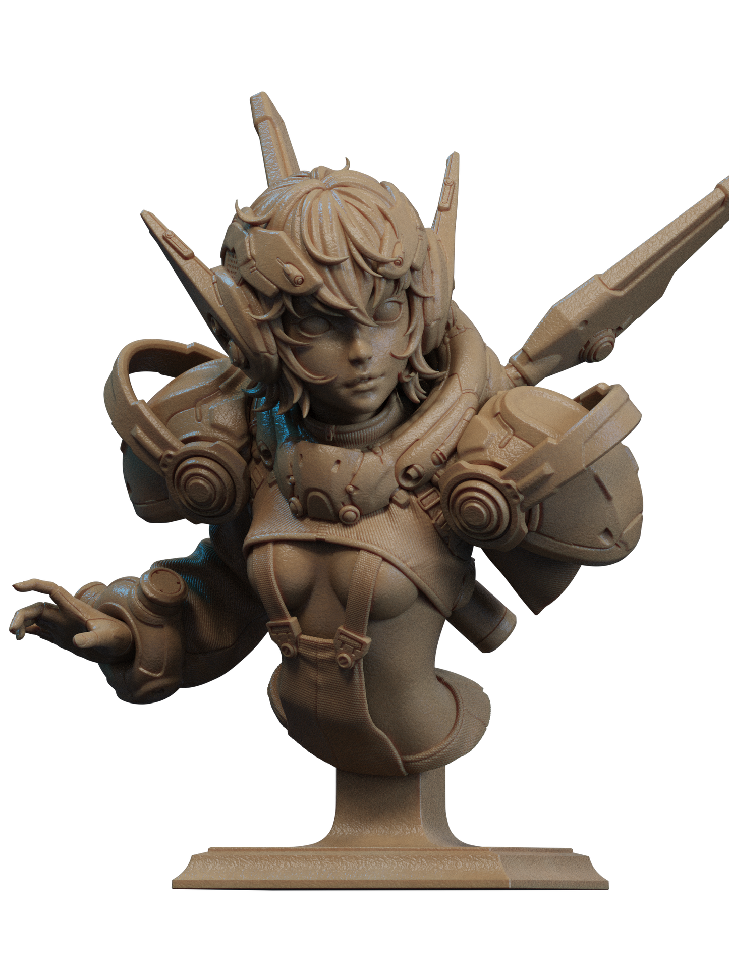 Nillai and Bblue - Mechagirl - 3D Printed Statue - 6 Scale