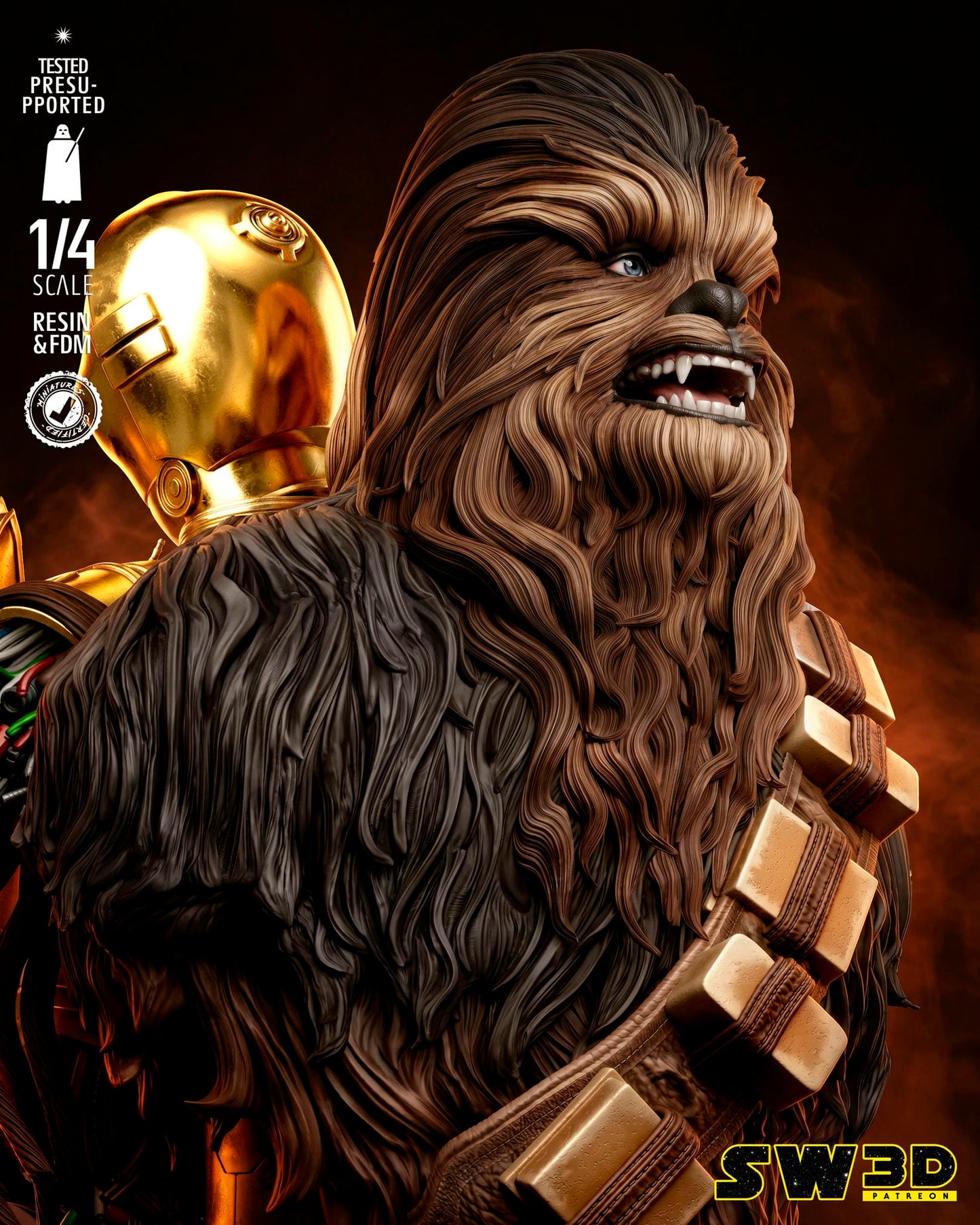 Chewbacca Bust (Star Wars) - 3D printed model kit (Fan Art)