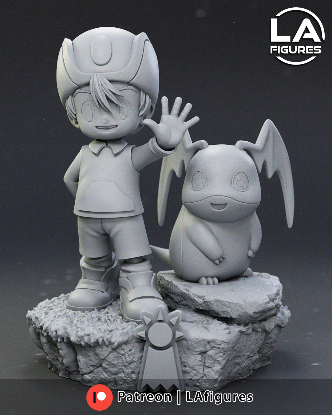 TK and Patamon (Digimon) Statue - 133mm - 3D Print Fan Art