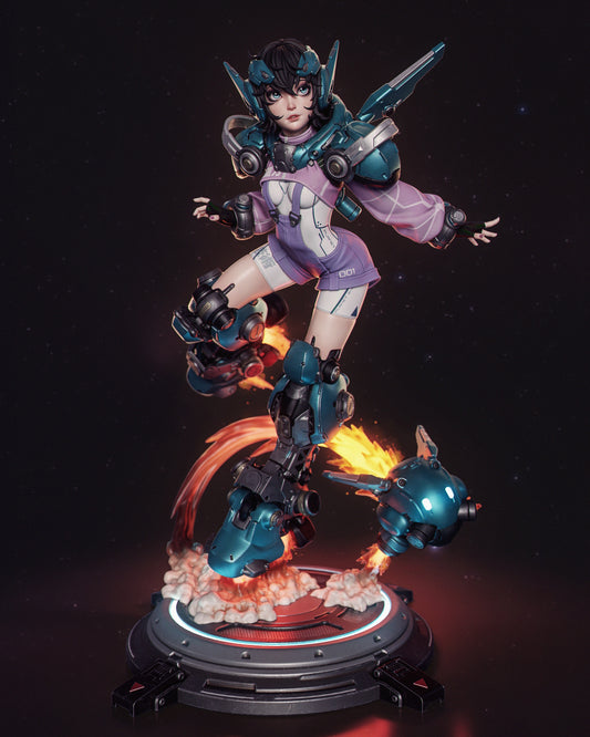 Nillai and Bblue - Mechagirl - 3D Printed Statue - 6 Scale