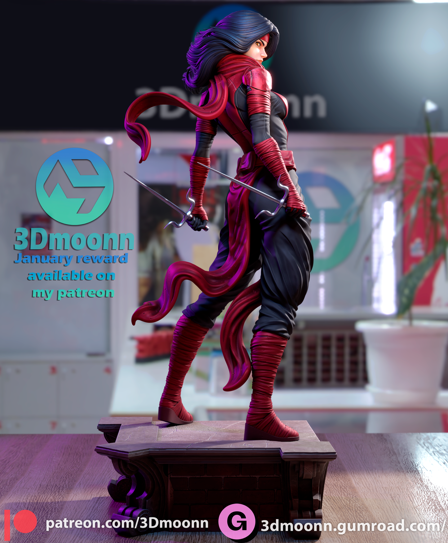 Elektra-3D printed Statue Model Kit - Unpainted and Unassembled