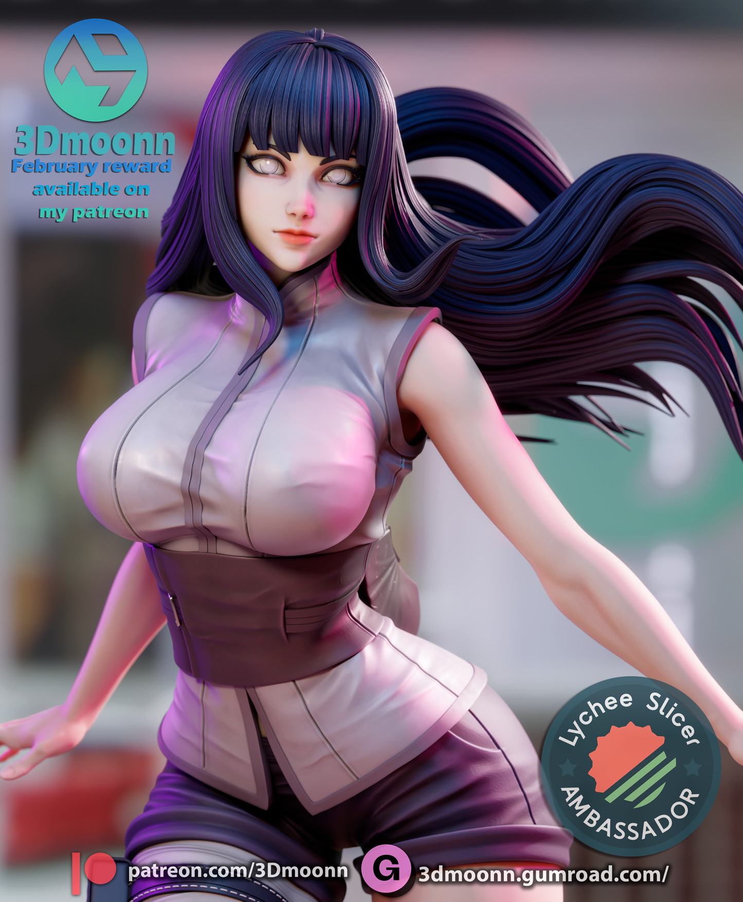 Hinata Hyuga (Naruto) - 3d Printed 1:6 model kit (Fan Art)