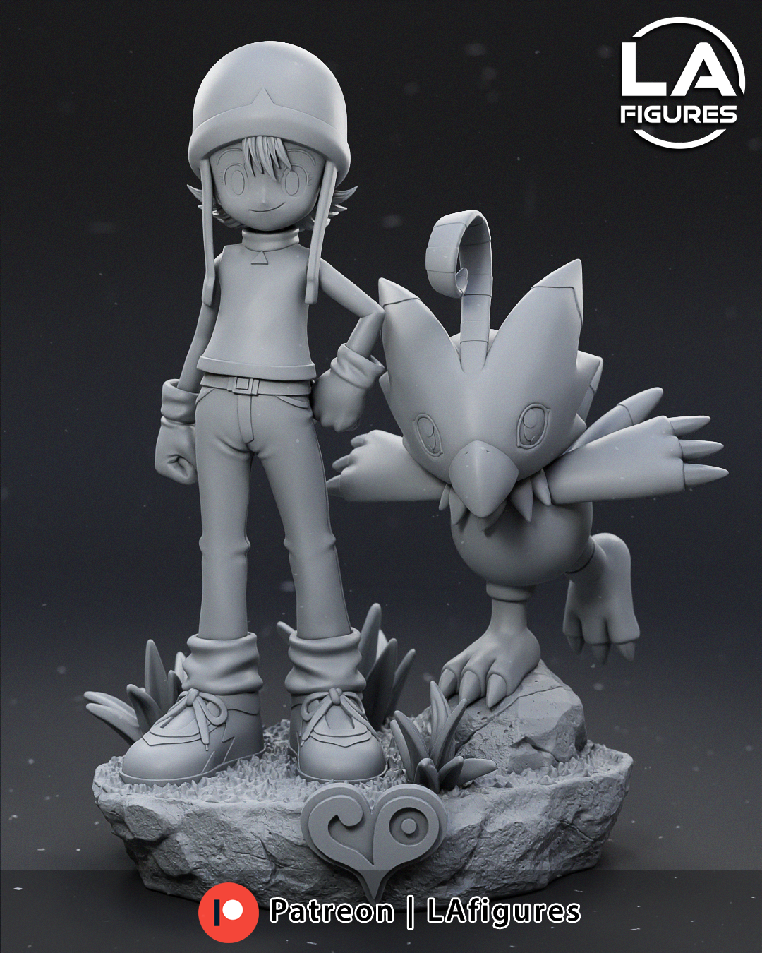 Sora and Biyomon (Digimon) Statue - 187mm - 3D Print Fan Art