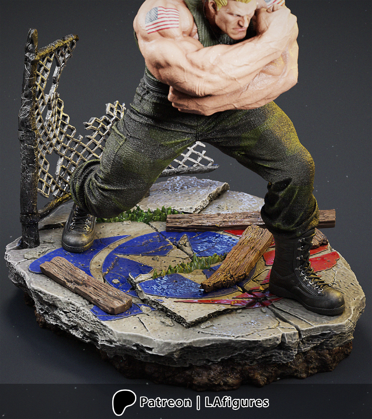 Guile (Street Fighter) Statue - Fan Art 10 scale 3D Print Kit