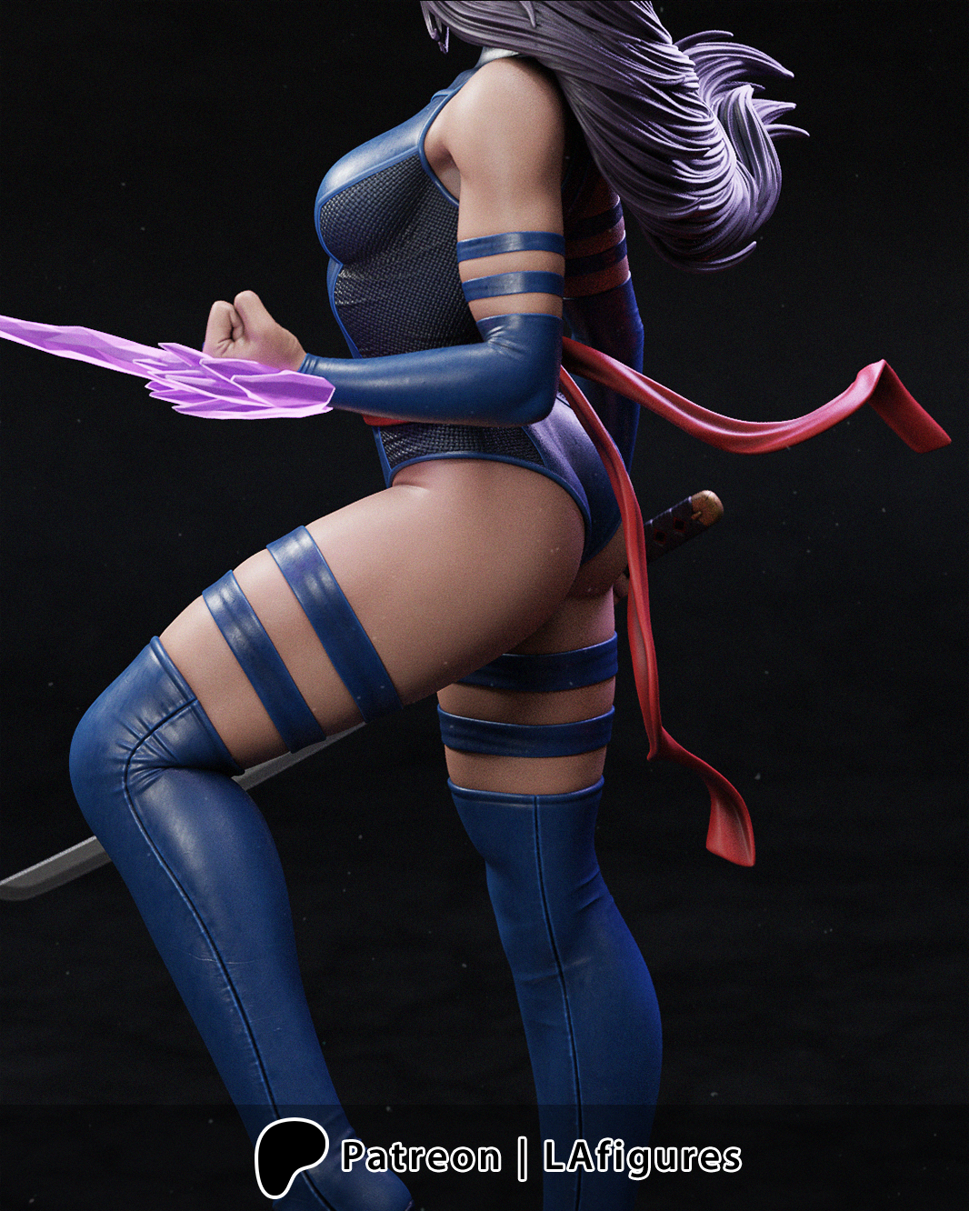 Psylocke (X-Men) Statue - Fan Art 10 or 12 scale (217 or 180mm) 3D Print