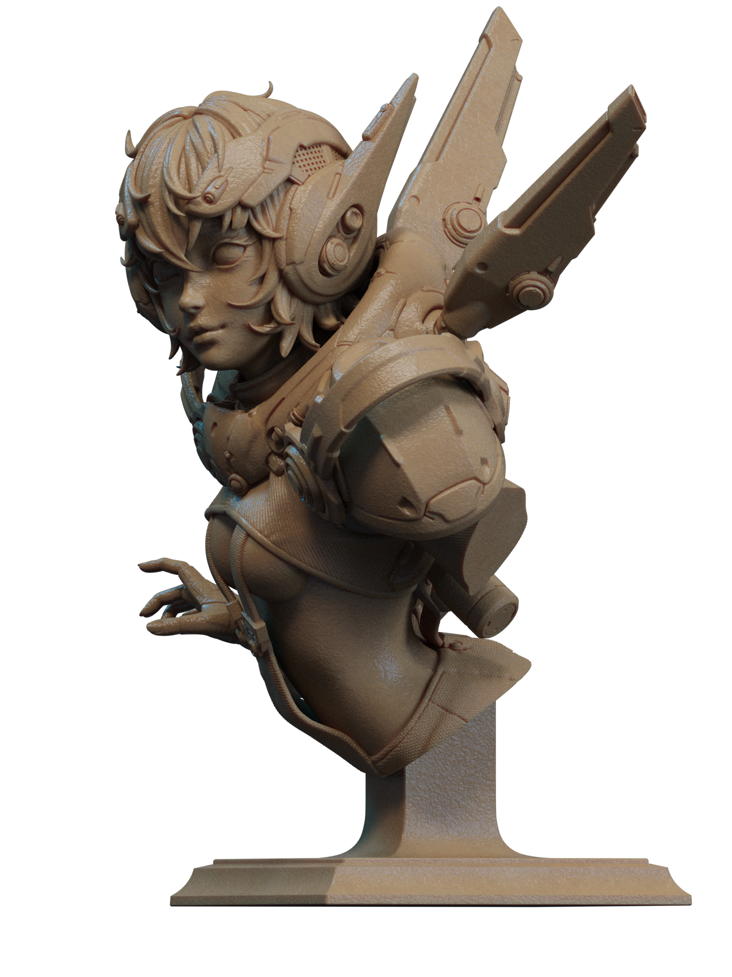 Nillai and Bblue - Mechagirl - 3D Printed Statue - 6 Scale