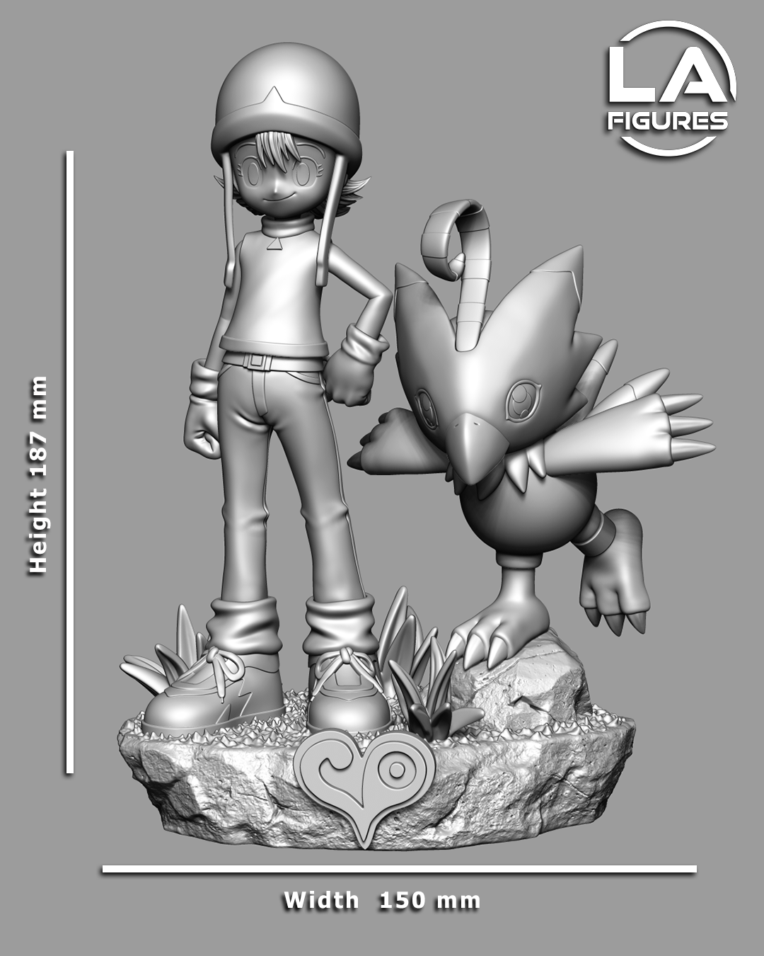 Sora and Biyomon (Digimon) Statue - 187mm - 3D Print Fan Art