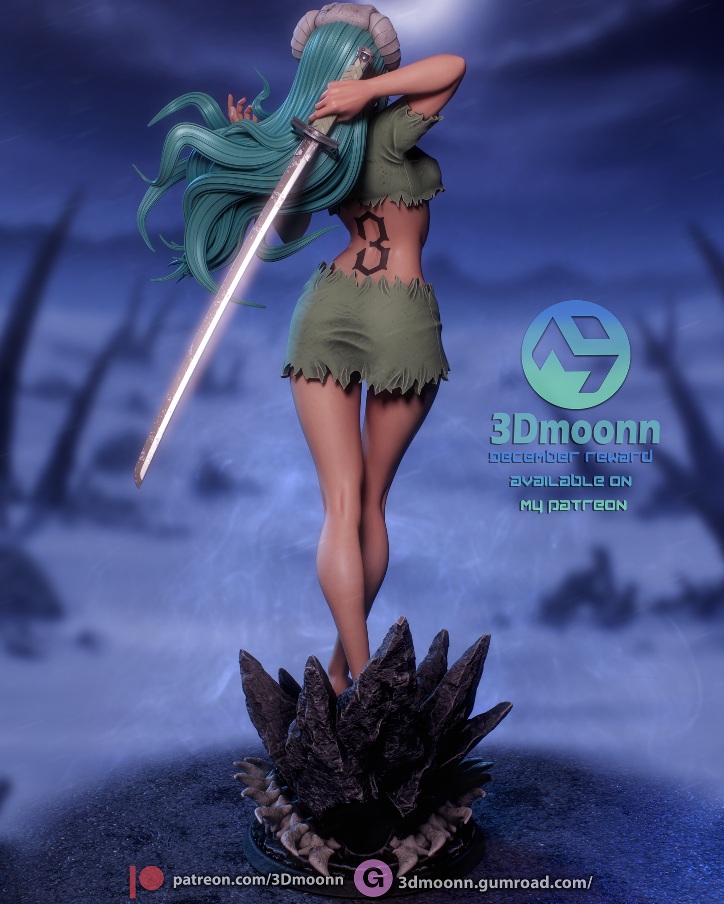 Nelliel Tu (Bleach) - 3d Printed 1:6 model kit