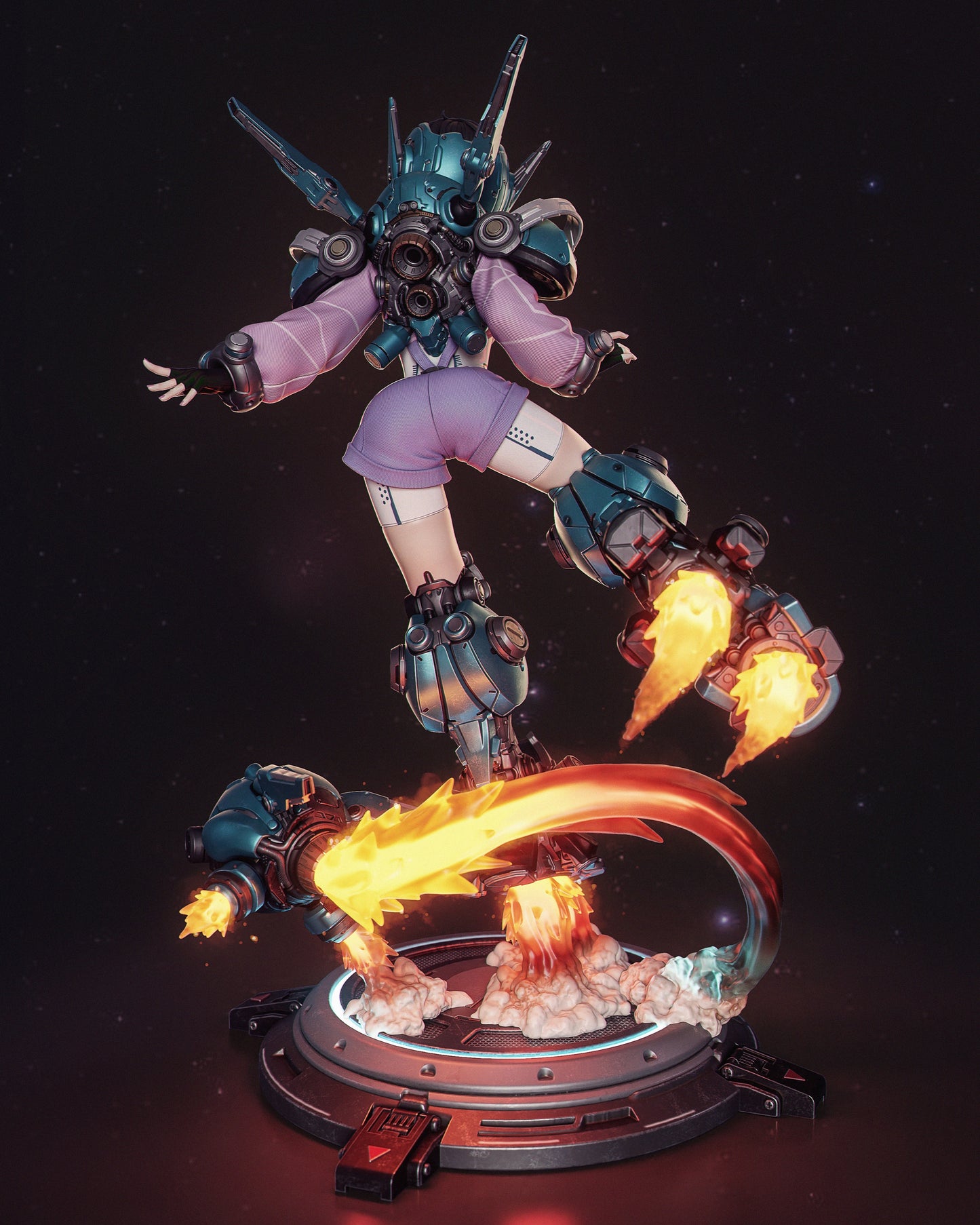 Nillai and Bblue - Mechagirl - 3D Printed Statue - 6 Scale