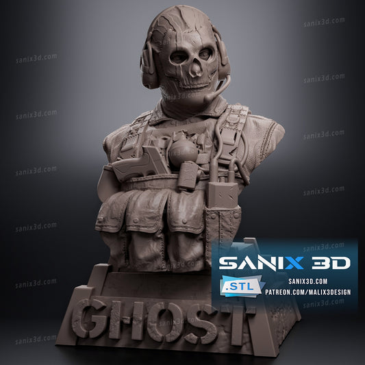 Ghost (Call of Duty) COD Bust - 3D Resin Printed - 10th scale Bust- Fan Art
