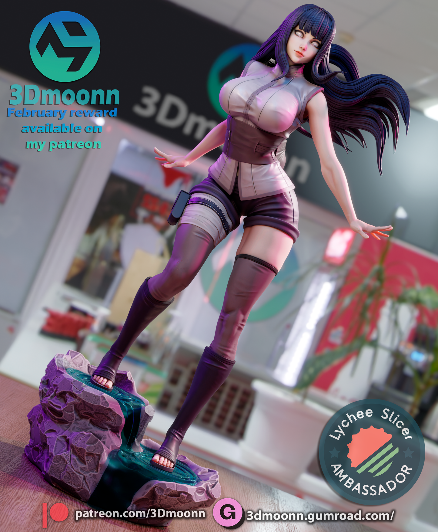 Hinata Hyuga (Naruto) - 3d Printed 1:6 model kit (Fan Art)