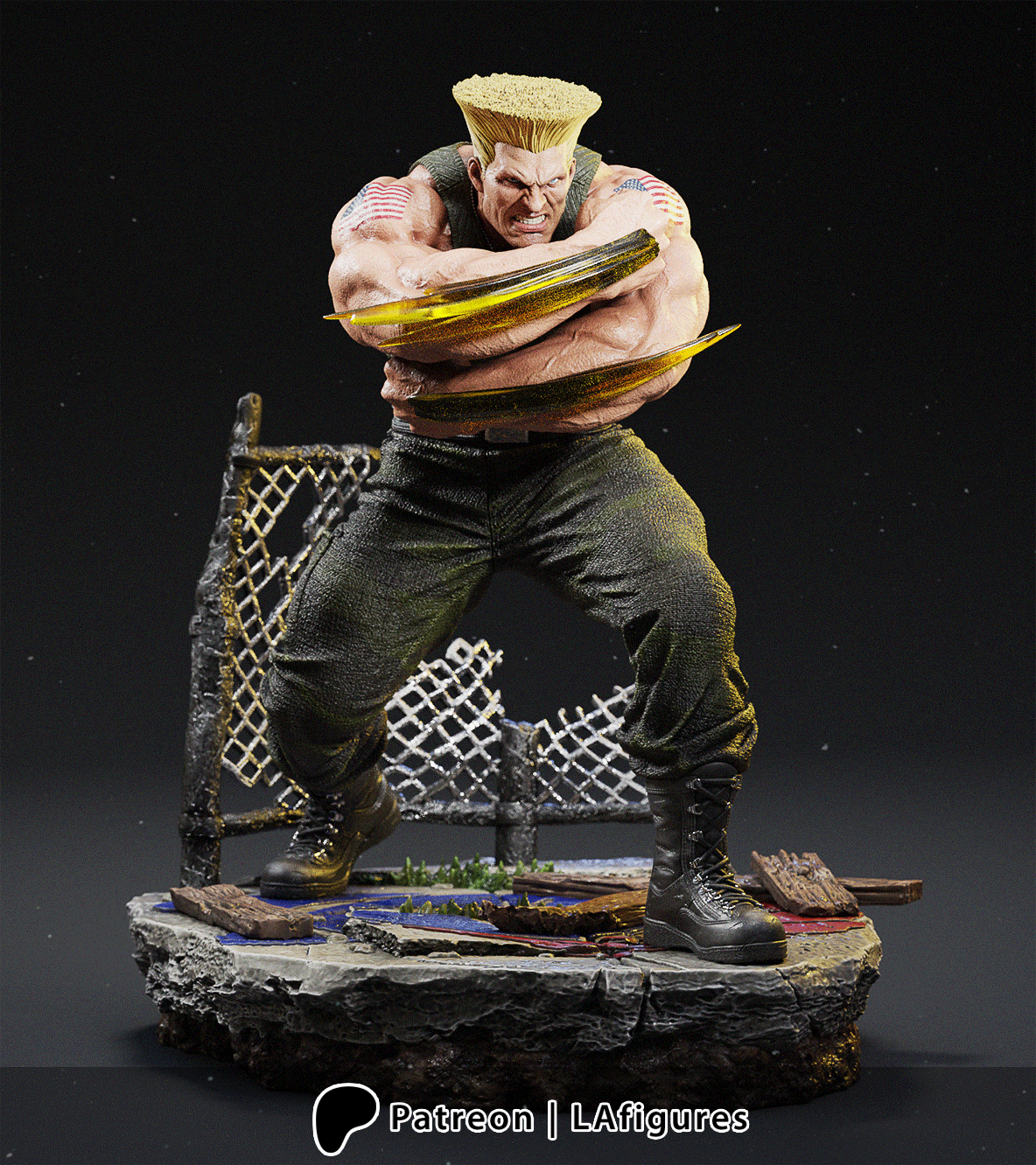 Guile (Street Fighter) Statue - Fan Art 10 scale 3D Print Kit